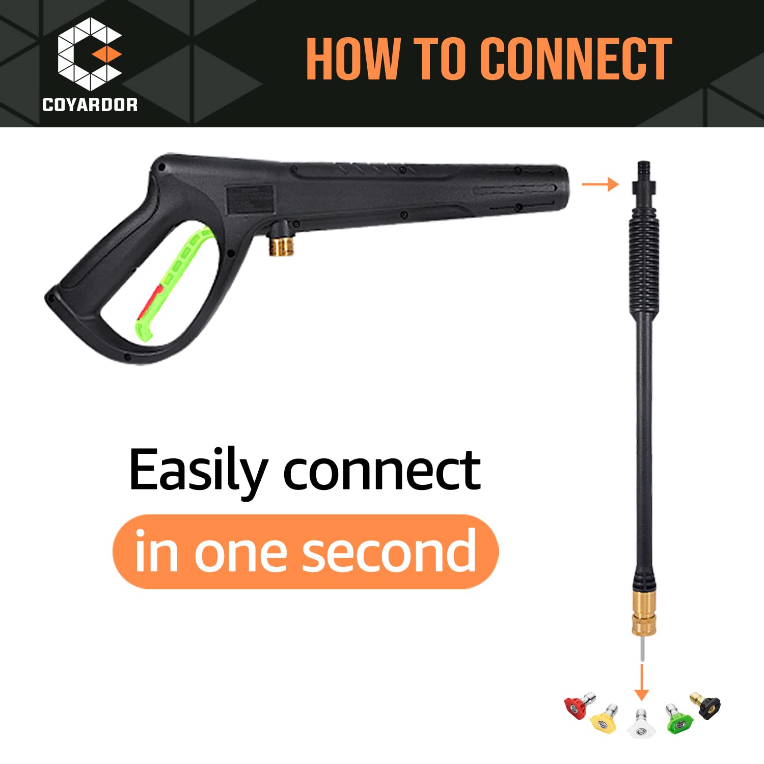 Coyardor Pressure Washer Gun with Extension Wand M22-14 & M22-15 Fitting