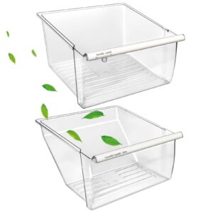[2 Pack] Upgraded 2188656 Fridge Crisper Drawer Humidity Control Drawer UPPER & 2188664 Crisper Bin LOWER for Whirlpool Fridge Crisper Drawer,Kenmore Whirlpool Refrigerator Drawer Replacement Parts