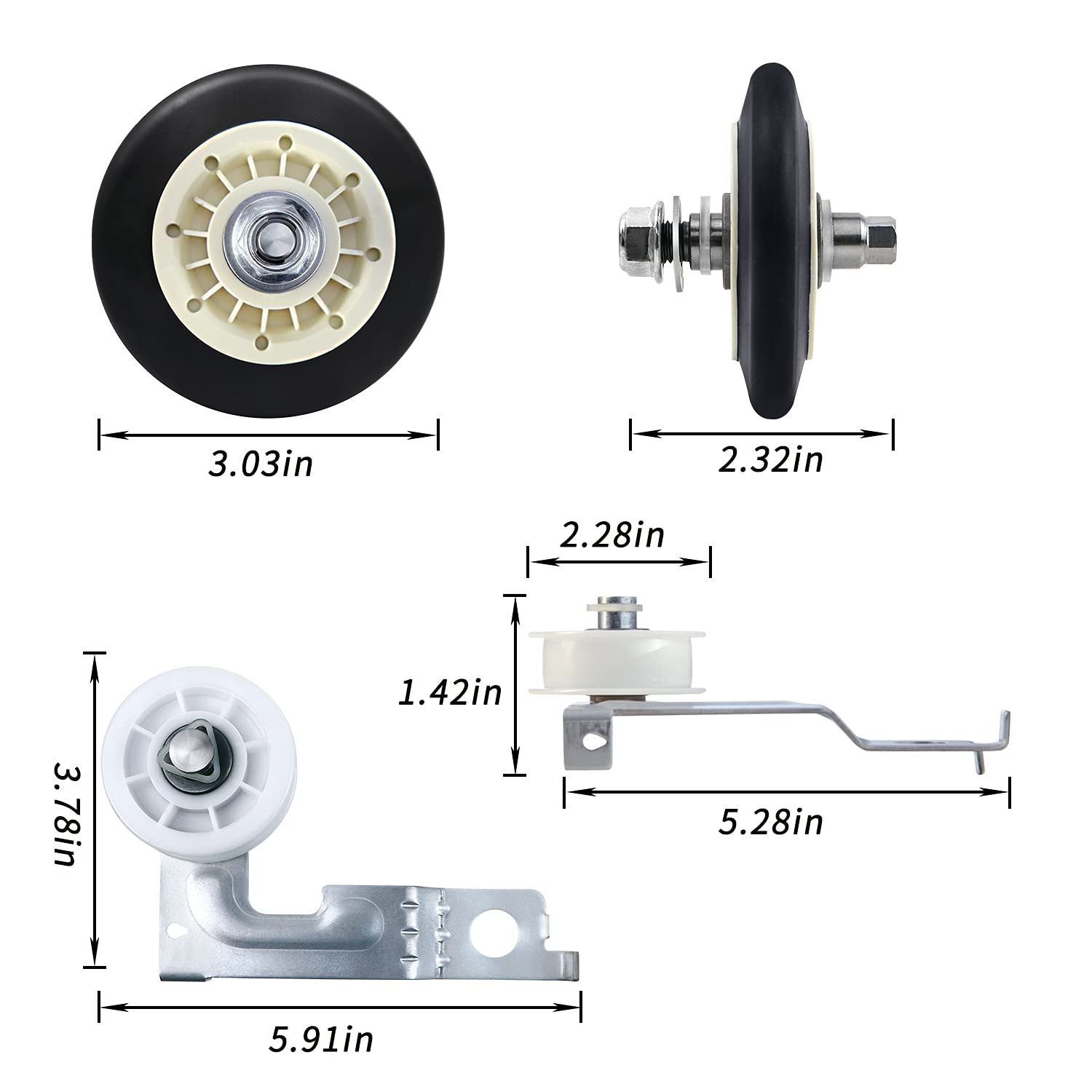 Upgraded Dryer Repair Kit Dryer Roller Kit for LG Kenmore Dryers Includes 4581EL2002C Dryer Drum Roller Assembly 4400EL2001A Dryer Belt and 4561EL3002A Dryer Idler Pulley, Pictures 6, 7 are Fit Models - Image 3