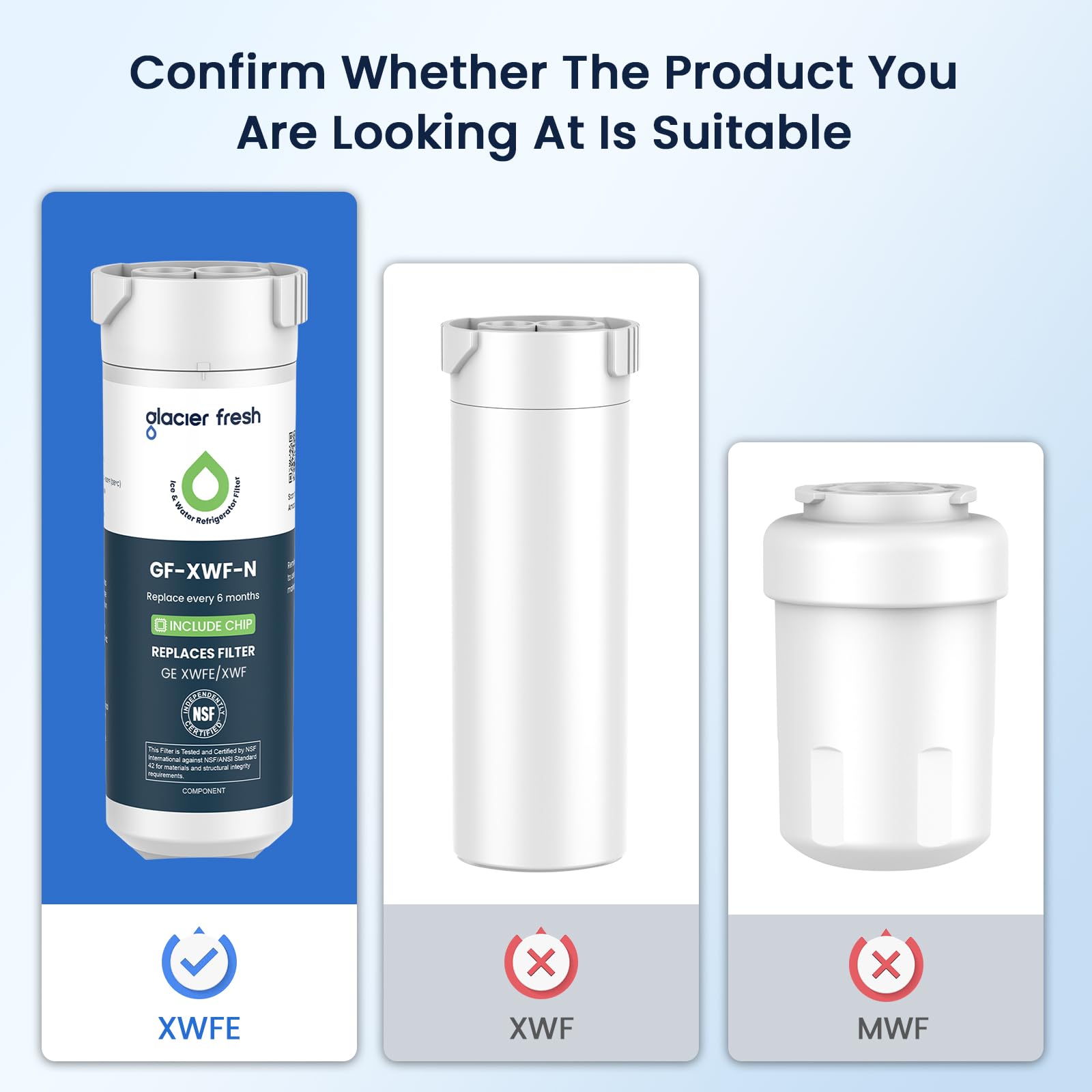 GLACIER FRESH XWFE (Built-in CHIP) Refrigerator Water Filter Pack of 1 - Image 5