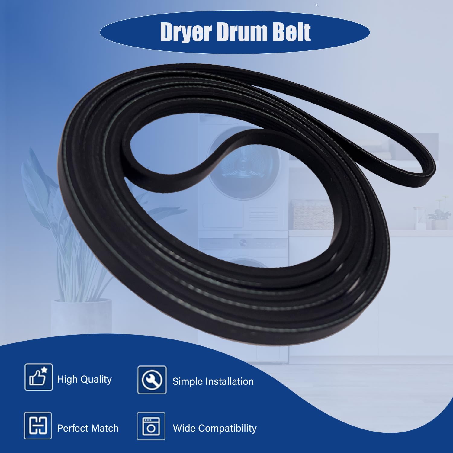 𝐔𝐩𝐠𝐫𝐚𝐝𝐞𝐝 Dryer Drum Drive Belt Premium Dryer Replacement Part Compatible with GE GTD42EASJ2WW GTD33GASK0WW GTD65EBSJ3WS DBXR463ED1WW GTDP180ED0WW GTD33EASK0WW 89.5 in - Image 7
