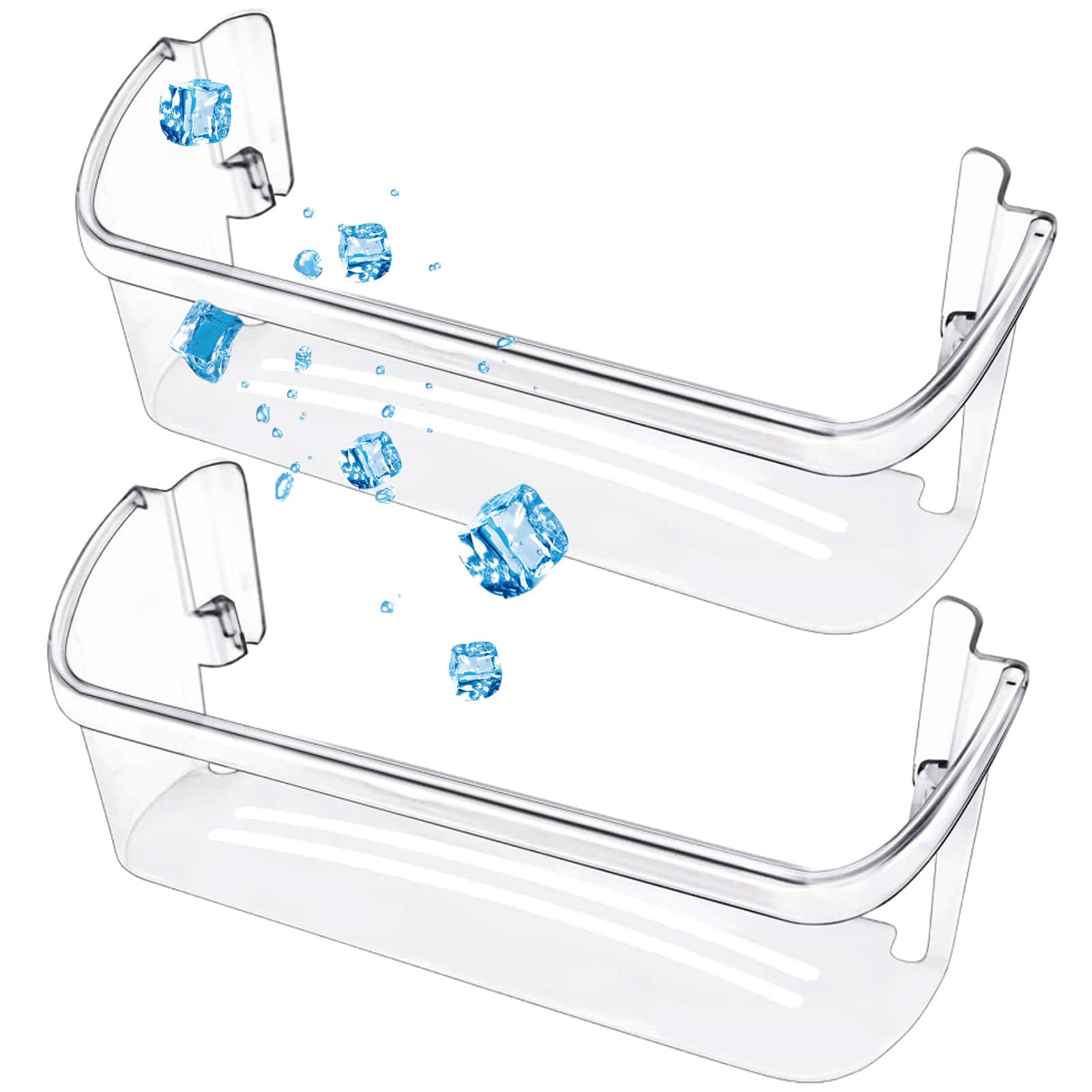 2 Pack UPGRADED 242126602 Refrigerator Door Bin Shelf Replacement for Frigidaire Electrolux Refrigerator Door Shelf Bin Bottom 2 Shelves - Side Shelf Rack Parts AP6278233 PS12364199 4547407