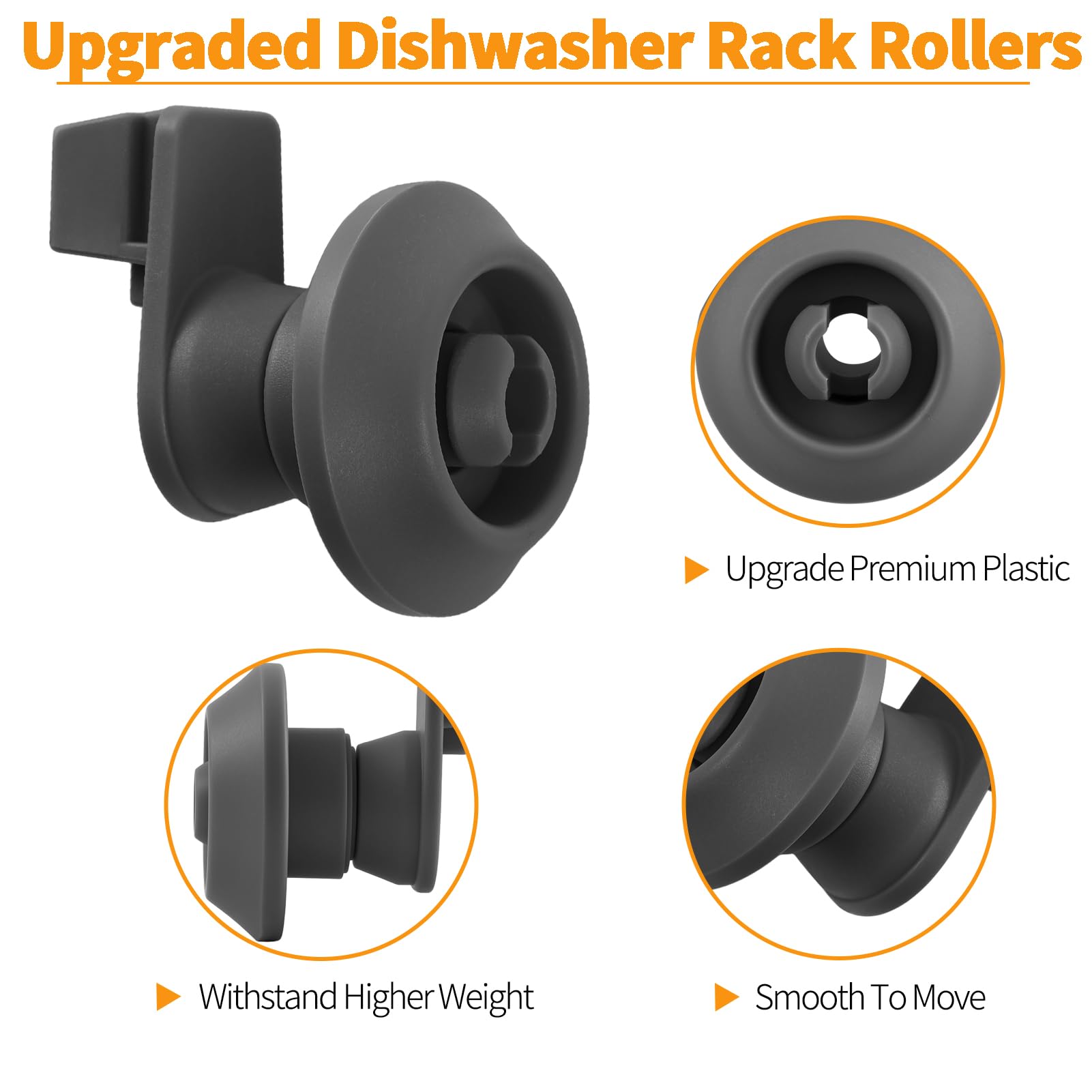 Upgraded 154522902 Dishwasher Dishrack Roller Wheels Replacement Parts for Frigidaire Dishwasher Rack Upper Roller 5304535380 Rack Parts Frigidaire Kenmore Dishwasher Roller Basket Top Wheels 4Pcs - Image 6