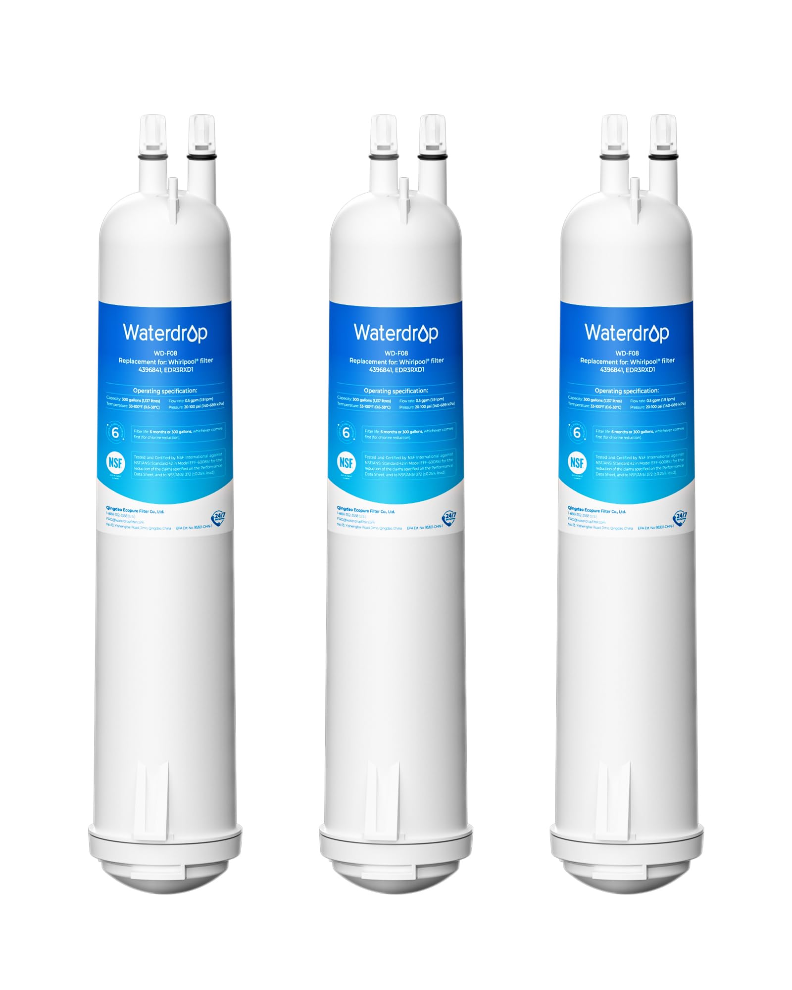 Waterdrop EDR3RXD1 Replacement for Everydrop® Filter 3, 4396841, 4396710, Kenmore® 46-9083, 46-9030, WD-F08 Refrigerator Water Filter, 3 Filters - Image 8