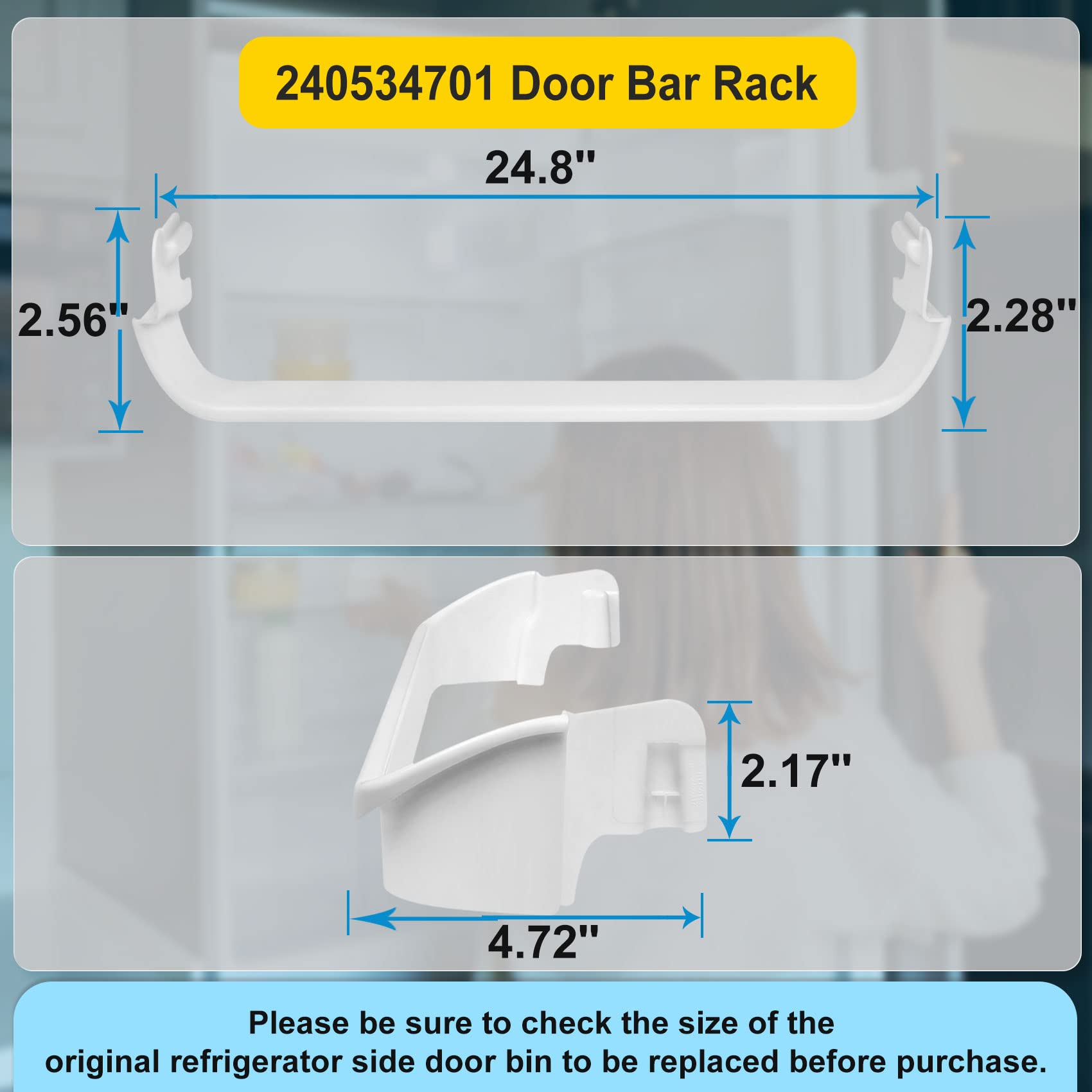 UPGRADED 240534701 Door Shelf Rack Bar Compatible with Frigidaire or Kenmore Refrigerator Door Bar Retainer Rail Replace 948952, AP3214631, PS734936 Frigidaire Replacement Shelf Door Bin Parts - Image 3