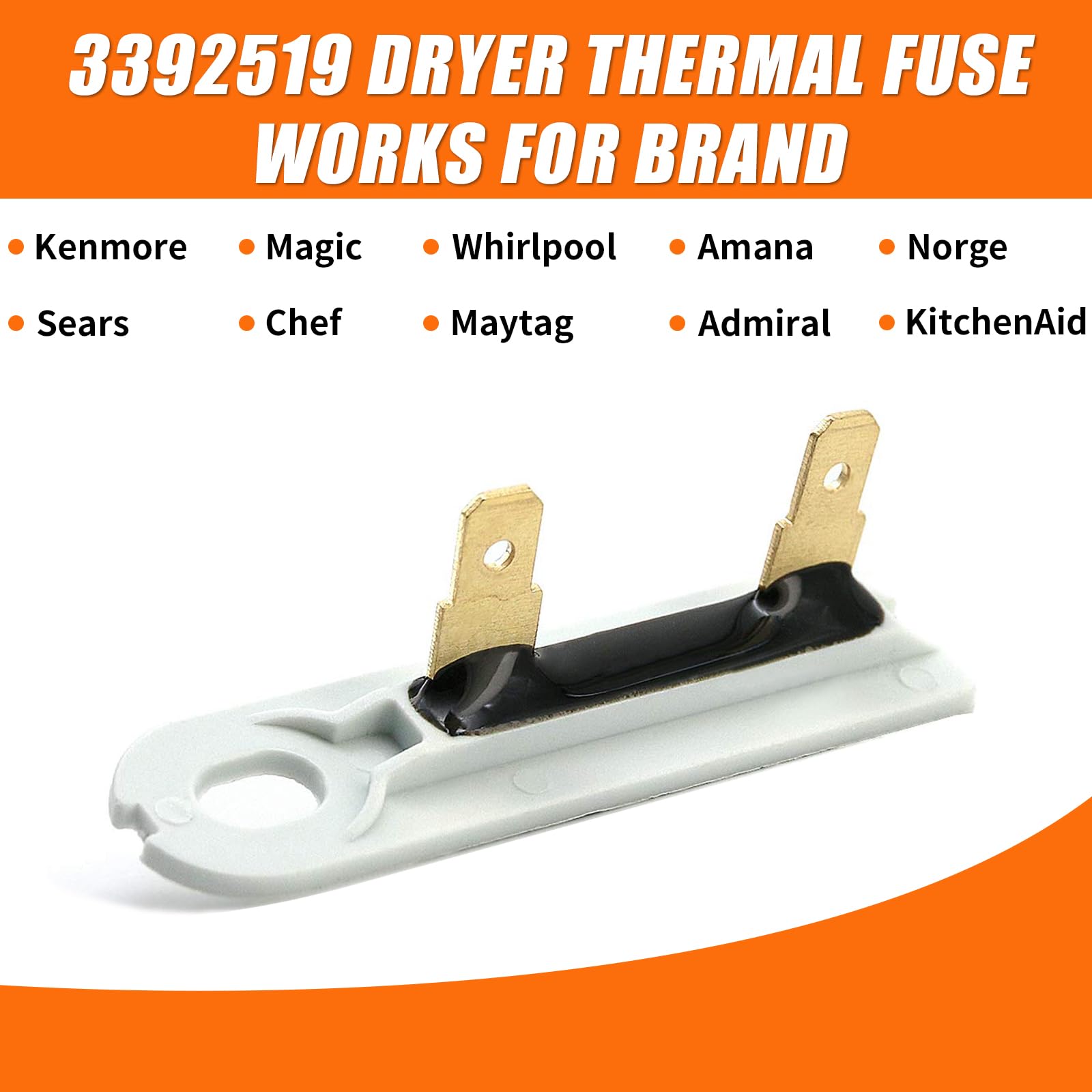 4 Pack 3392519 Dryer Thermal Fuse Replacement Part for Whirlpool Maytag Kenmore Dryers, 3388651, 3392519, 694511, 80005, WP3392519VP (4) - Image 5