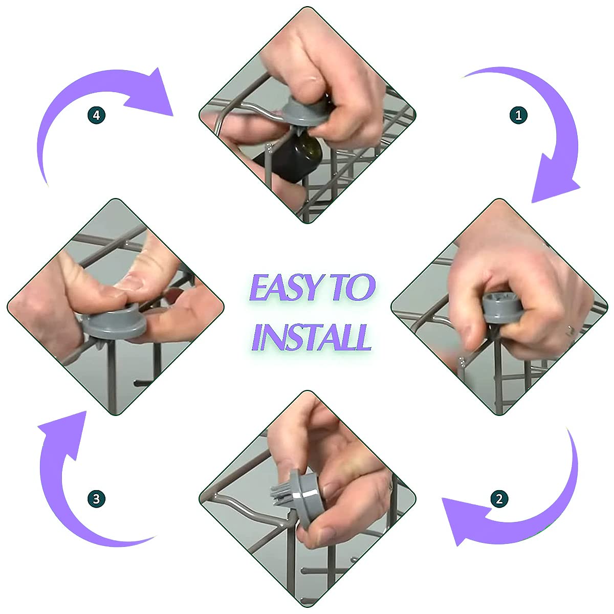 4-pack DD66-00023A Dishwasher Wheels Lower Upper Rack Roller (4-Pack) - Compatible Replacement for Samsung Dishwasher DD61-00222A - Image 3