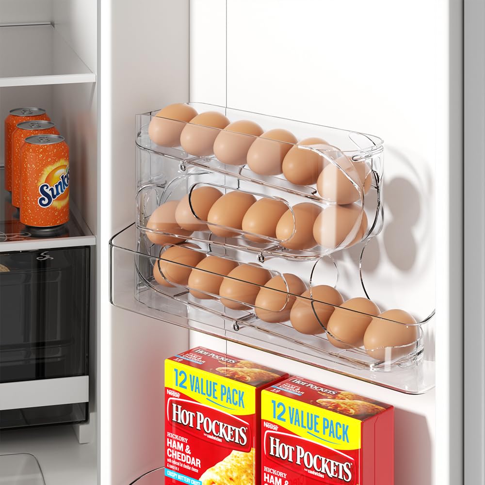 Sotfamily Clear FIFO Egg Holder for Fridge, Egg Dispenser for Eggs 18 Count - Image 5