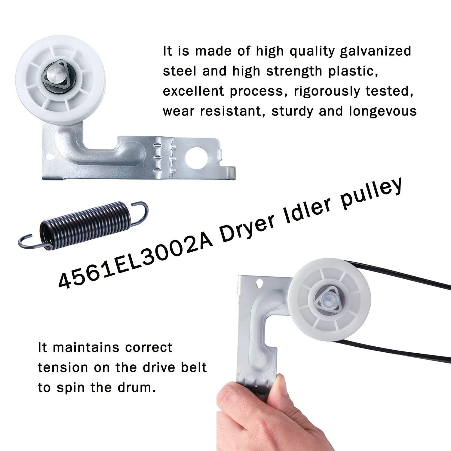 Upgraded Dryer Repair Kit Dryer Roller Kit for LG Kenmore Dryers Includes 4581EL2002C Dryer Drum Roller Assembly 4400EL2001A Dryer Belt and 4561EL3002A Dryer Idler Pulley, Pictures 6, 7 are Fit Models - Image 7