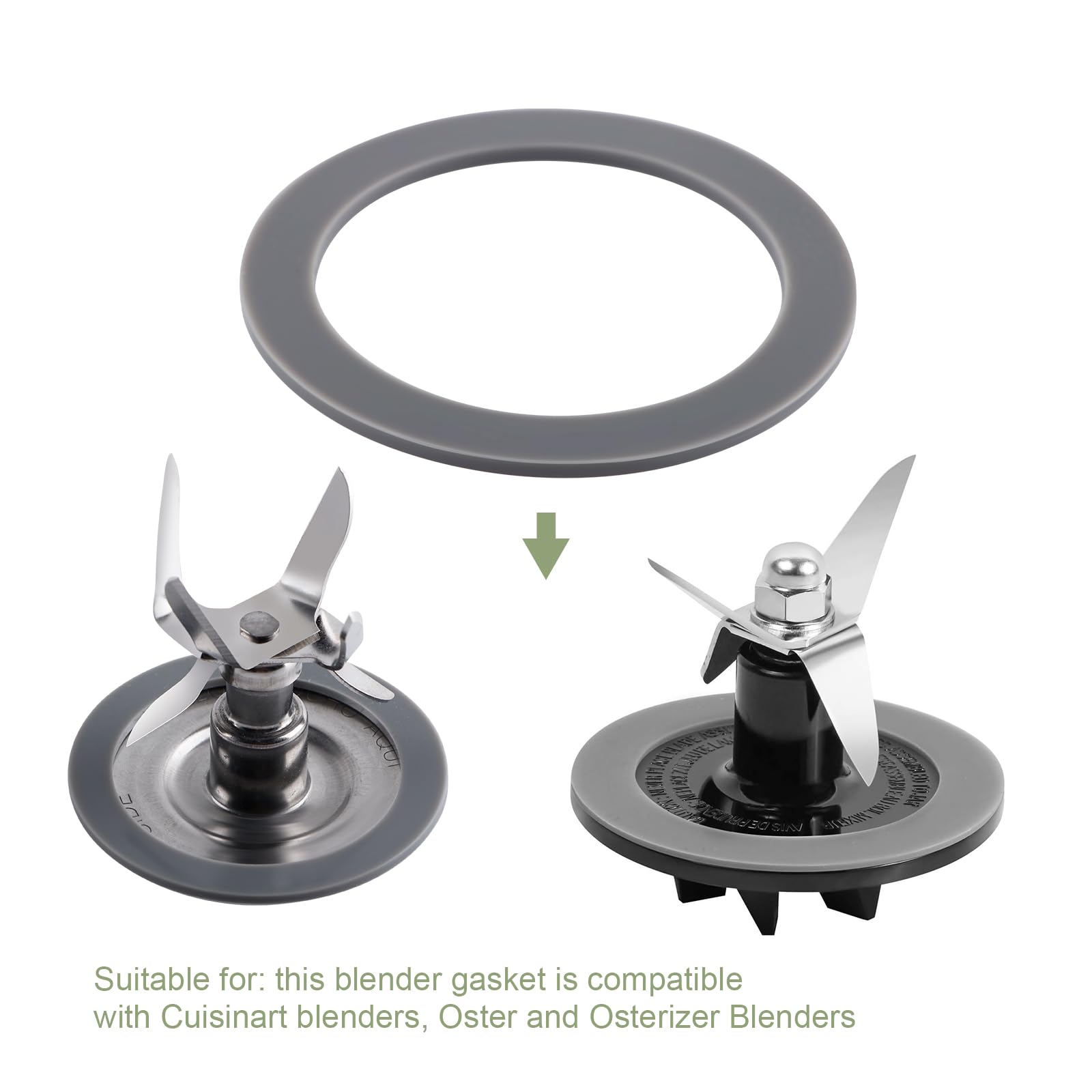 Equust 6-Pack Rubber Gaskets Sealing O-Ring Compatible with Oster Blender Replacement Parts, Small, Grey