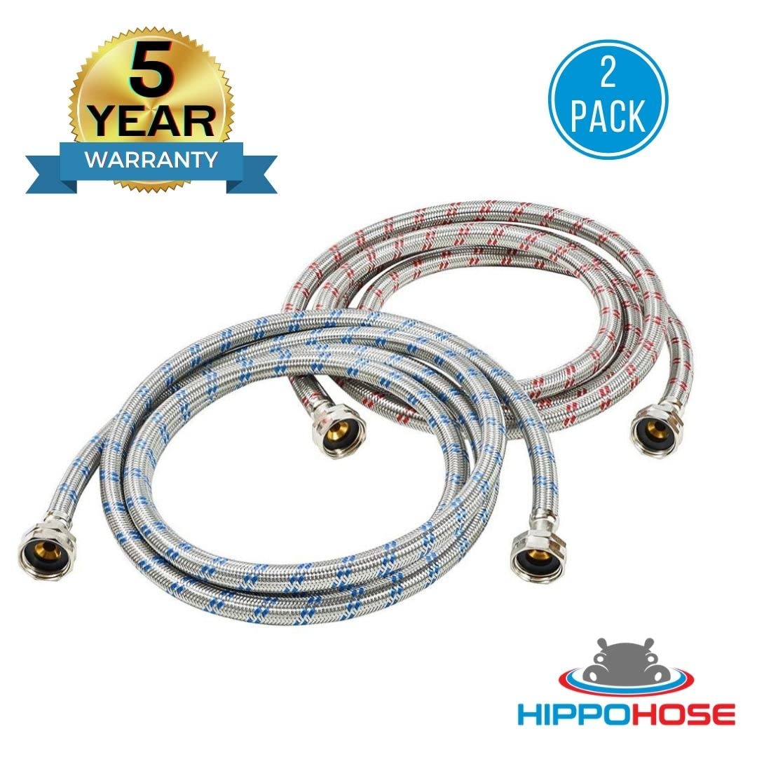 Washing Machine Hoses (4FT) - OCT Connect for Easy & Secure Tightening - Universal Fit to All Wash Machines - (2 Pack) Braided Stainless Steel - Image 7