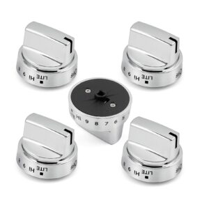 Anniparts WB03X24818 KIP 5G92 Stove Knobs Cooktop Replacement Parts for GE Range Cooktop Oven Knob Adora JGB700SEJ4SS Gas Stove Top Knob JGB735SP1SS JGB700SEJ1SS Surface Burner Control Knobs 5 Pcs