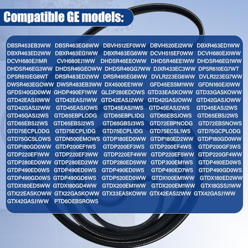 𝐔𝐩𝐠𝐫𝐚𝐝𝐞𝐝 Dryer Drum Drive Belt Premium Dryer Replacement Part Compatible with GE GTD42EASJ2WW GTD33GASK0WW GTD65EBSJ3WS DBXR463ED1WW GTDP180ED0WW GTD33EASK0WW 89.5 in - Image 8