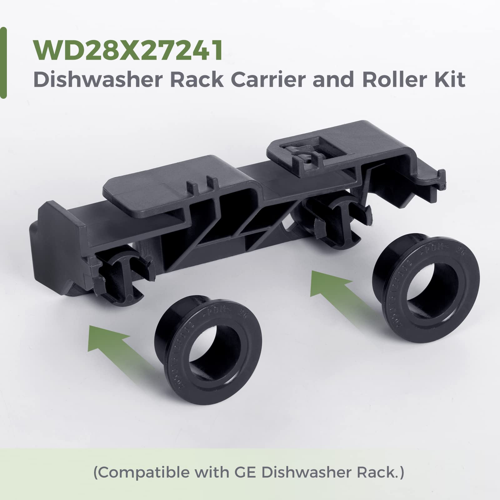 WD28X27241 Dishwasher Rack Carrier and Roller Kit Compatible GE Dishwasher Lower Rack Wheels Assembly, Fits L and R Side. Exact Fit Replaces WD12X28078 WD12X10438 WD12X10439 WD12X10446 1PCS - Image 5