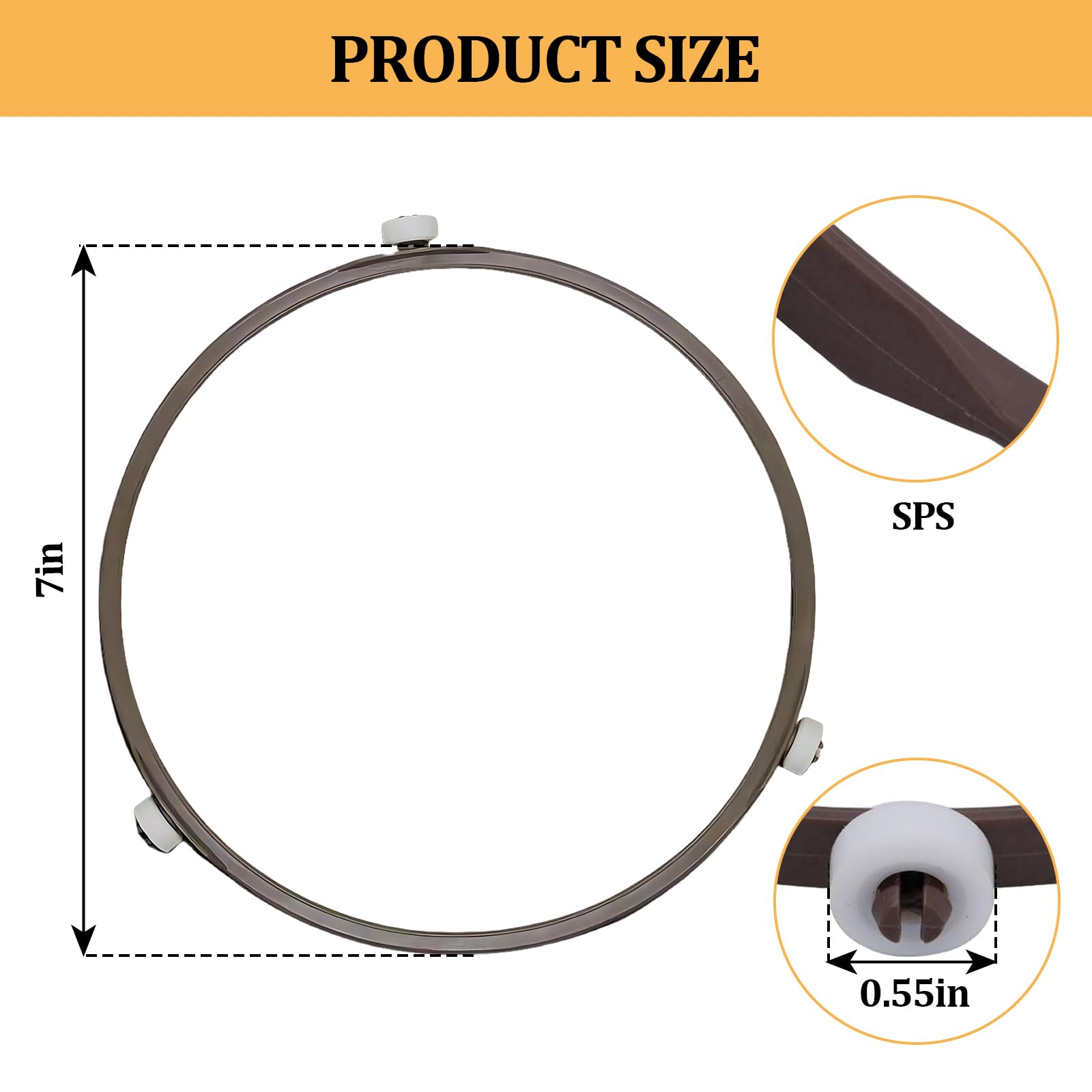 Microwave Turntable Ring Replacement 7-Inch Microwave Oven Spinner Replacement Parts with 3 Smooth Rollers Universal Fit for Most Microwaves - Image 3
