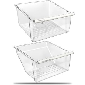 [2 Pack] Upgraded 2188656 Fridge Crisper Drawer UPPER Humidity Control Drawer & 2188664 Crisper Bin LOWER Refrigerator Drawer Replacement For Kenmore Whirlpool Fridge Drawer Parts WRS325FDAM04 Drawer