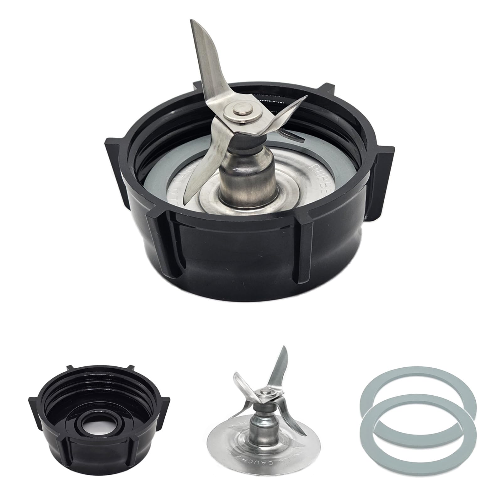 for Oster Blender Replacement Parts Blender Ice Blade with Jar Base Cap and Two Rubber O Ring Seal Gasket Accessory Refresh Kit