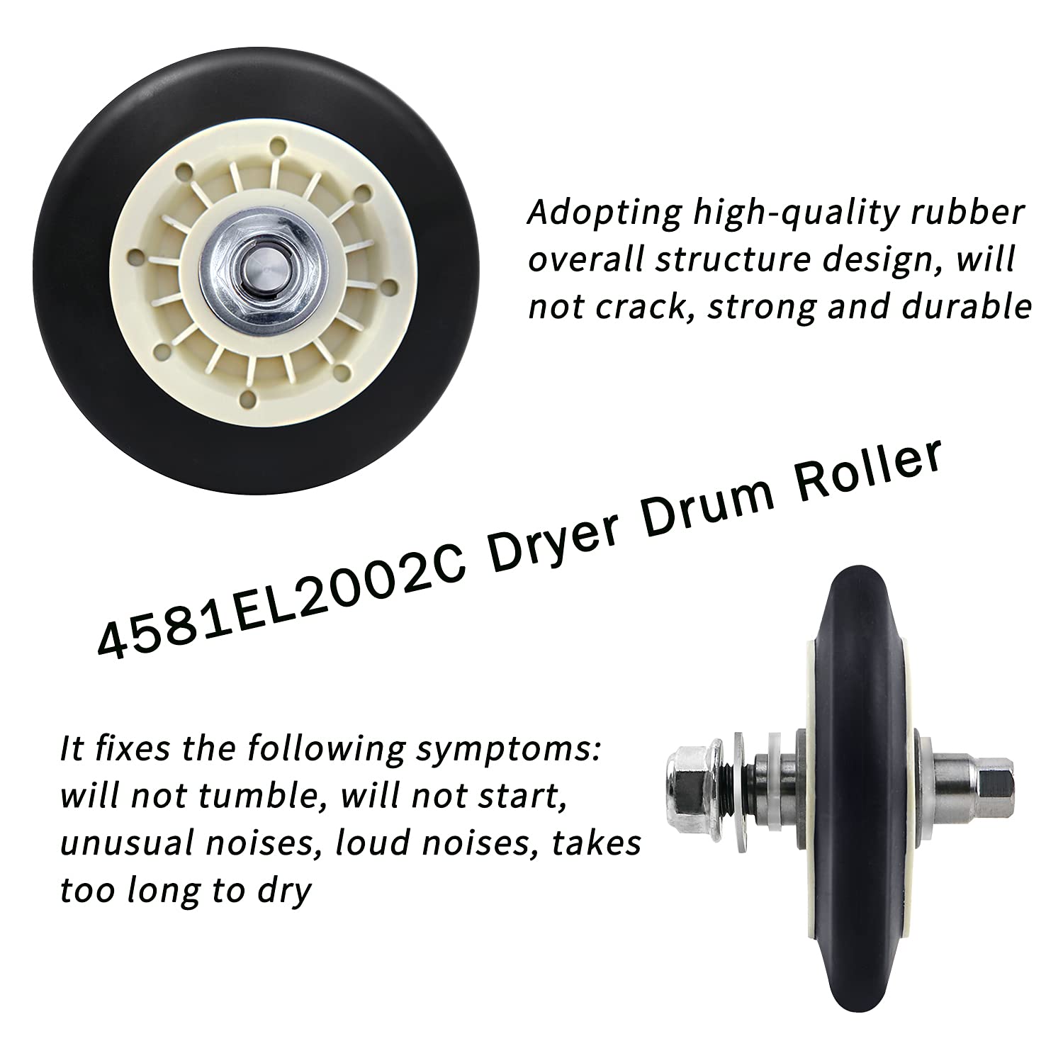 Upgraded Dryer Repair Kit Dryer Roller Kit for LG Kenmore Dryers Includes 4581EL2002C Dryer Drum Roller Assembly 4400EL2001A Dryer Belt and 4561EL3002A Dryer Idler Pulley, Pictures 6, 7 are Fit Models - Image 5