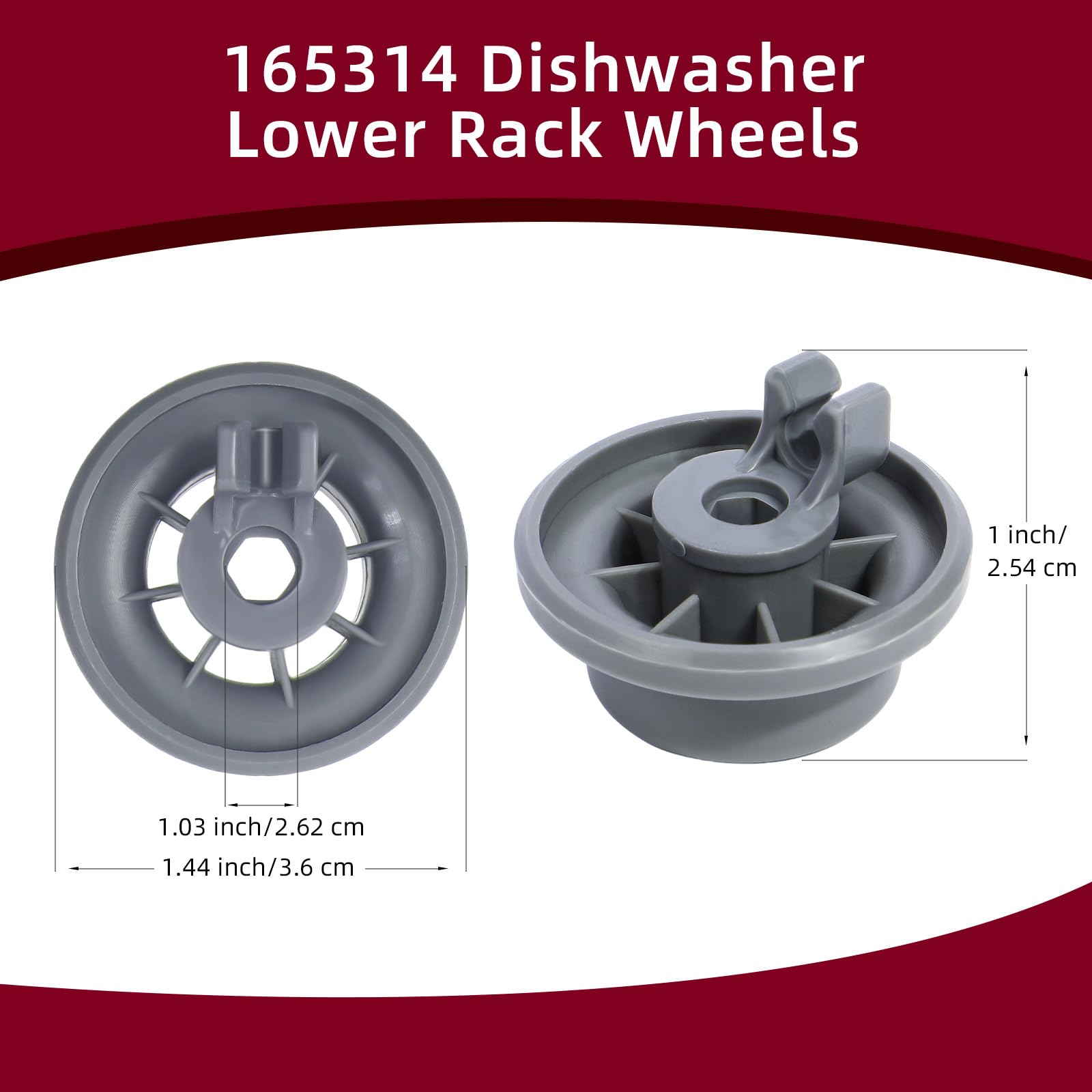 Dishwasher Lower Rack Wheel, 4 Pack 165314 Dishwasher Wheels, Dish Rack Wheels Fit for Bosch Kenmore Dishwasher, Replace Part Number 420198 AP2802428 PS3439123 - Image 6