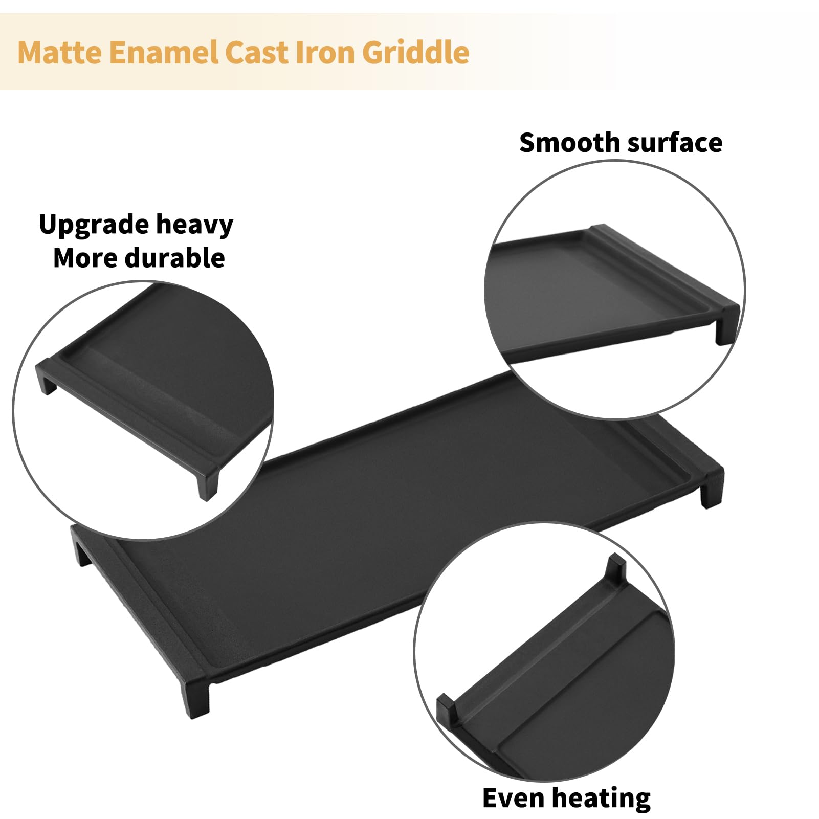 Upgraded WB31X24738 Cast Iron Griddle Replacement for GE Stove Parts WB31X24998 GE Stove Top Griddle WB31X49806 General Electric Gas Range Cooktop Center Griddle Plate JGB700SEJ4SS Flat Top Pan - Image 6