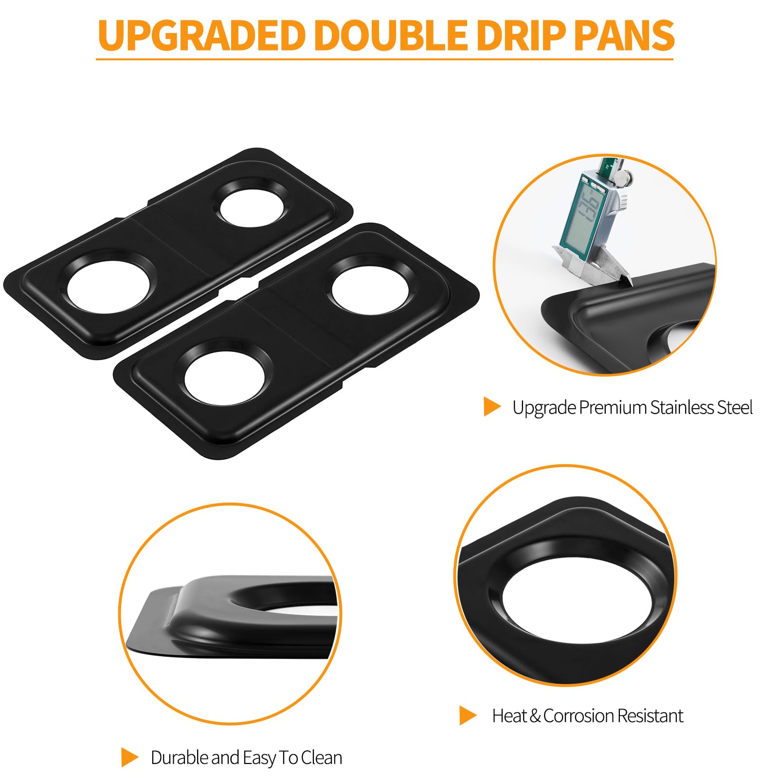 Upgraded Drip Pans Replacement for GE Hotpoint Gas Stove Drip Tray WB34K10009 Right WB34K10010 Left GE Double Oven Burner Drip Pan Spectra Part Gas Drip Bowl Catch Range Cooktop Burner Black 1set - Image 5
