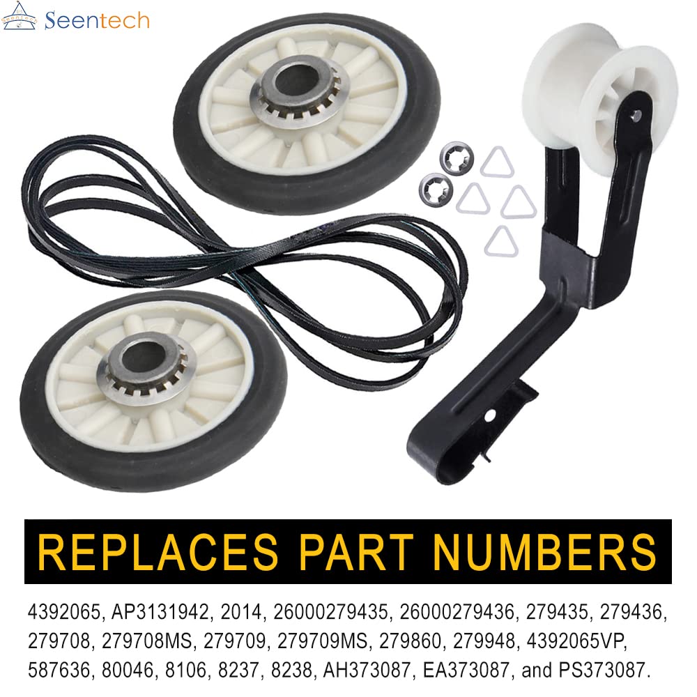Seentech 4392065 Dryer Repair Kit with 341241 Dryer Belt 691366 Idler Pulley 349241T Drum Roller for Whirlpool Kenmore Maytag Dryers - Fits WED4815EW1 NED4655EW1 Replaces WP691366 AP3131942 AP3098345 - Image 5
