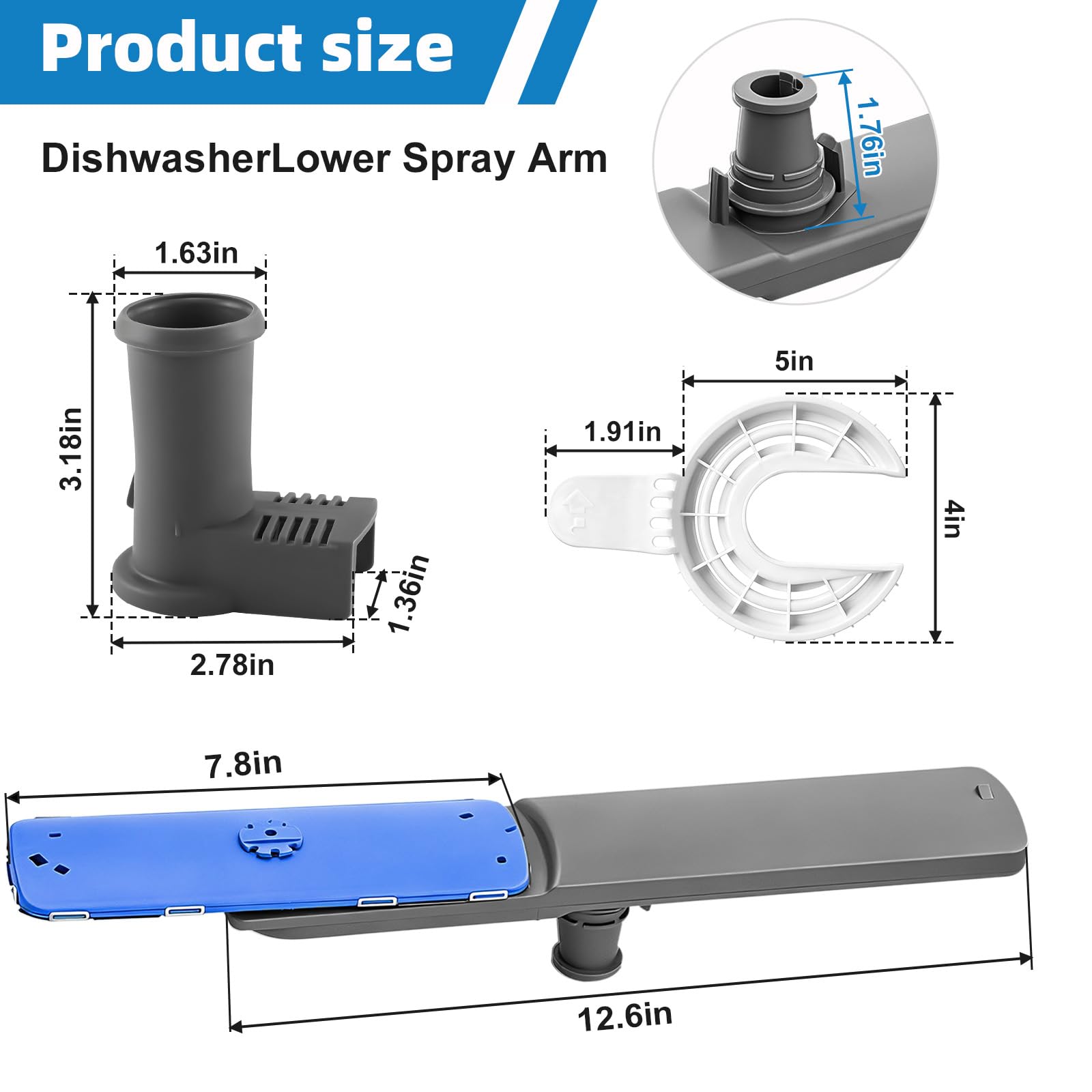 5304506660 Dishwashers Lower Wash Arm with 154294101, 154252701 Assembly for Frigidaire Dishwashers Spray Arm Replaces 5304496886 5304506532 5304507040 154830303 - Image 7