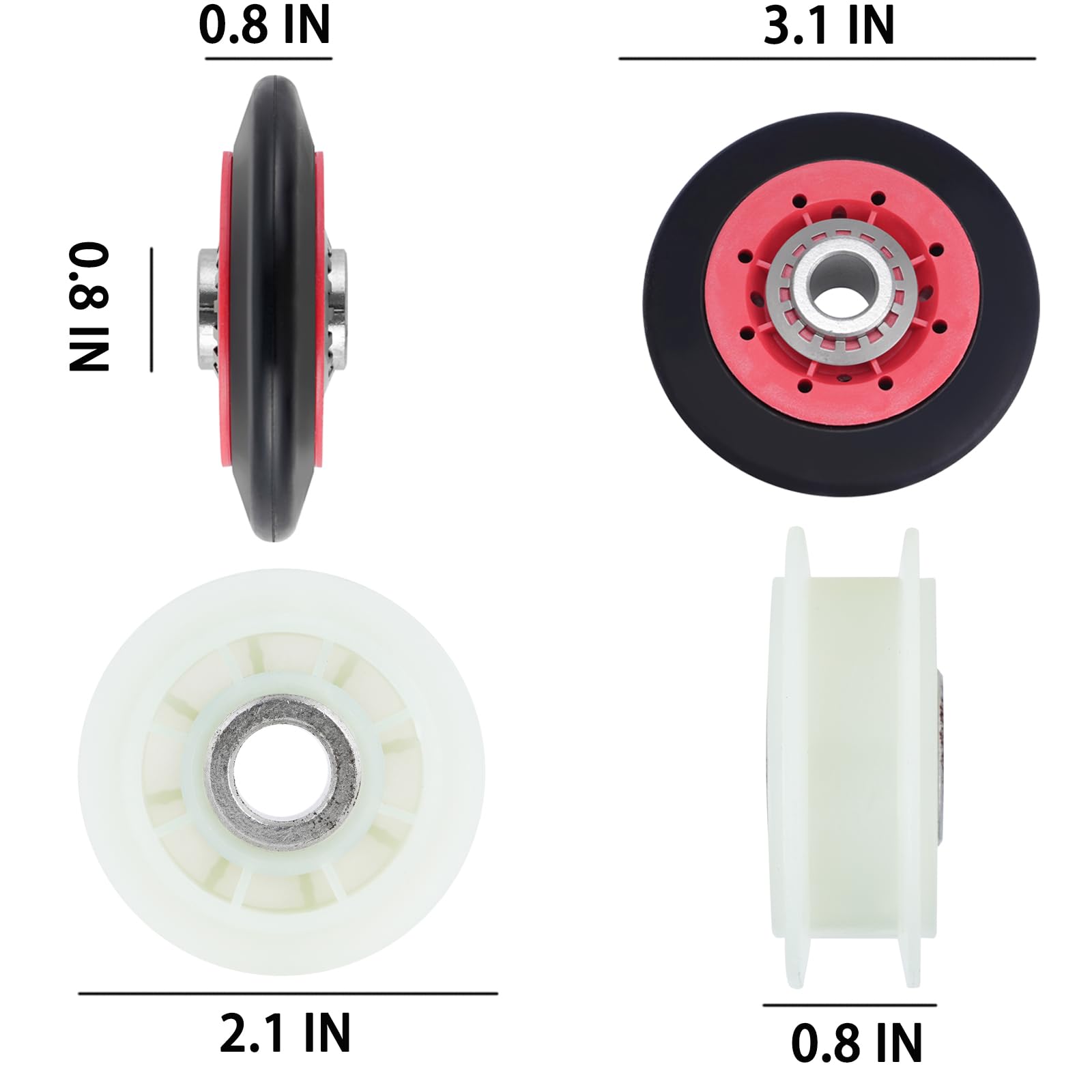 Dryer Idler Pulley Kit Drum Roller Repair Kit May-tag MEDX655DW1/MEDB765FW0/MEDB835DW4/MEDB835DW3/MEDC215EW1/MEDB855DC4/MED5500FW1/MGD5500FW0 Belt Replacement. - Image 4