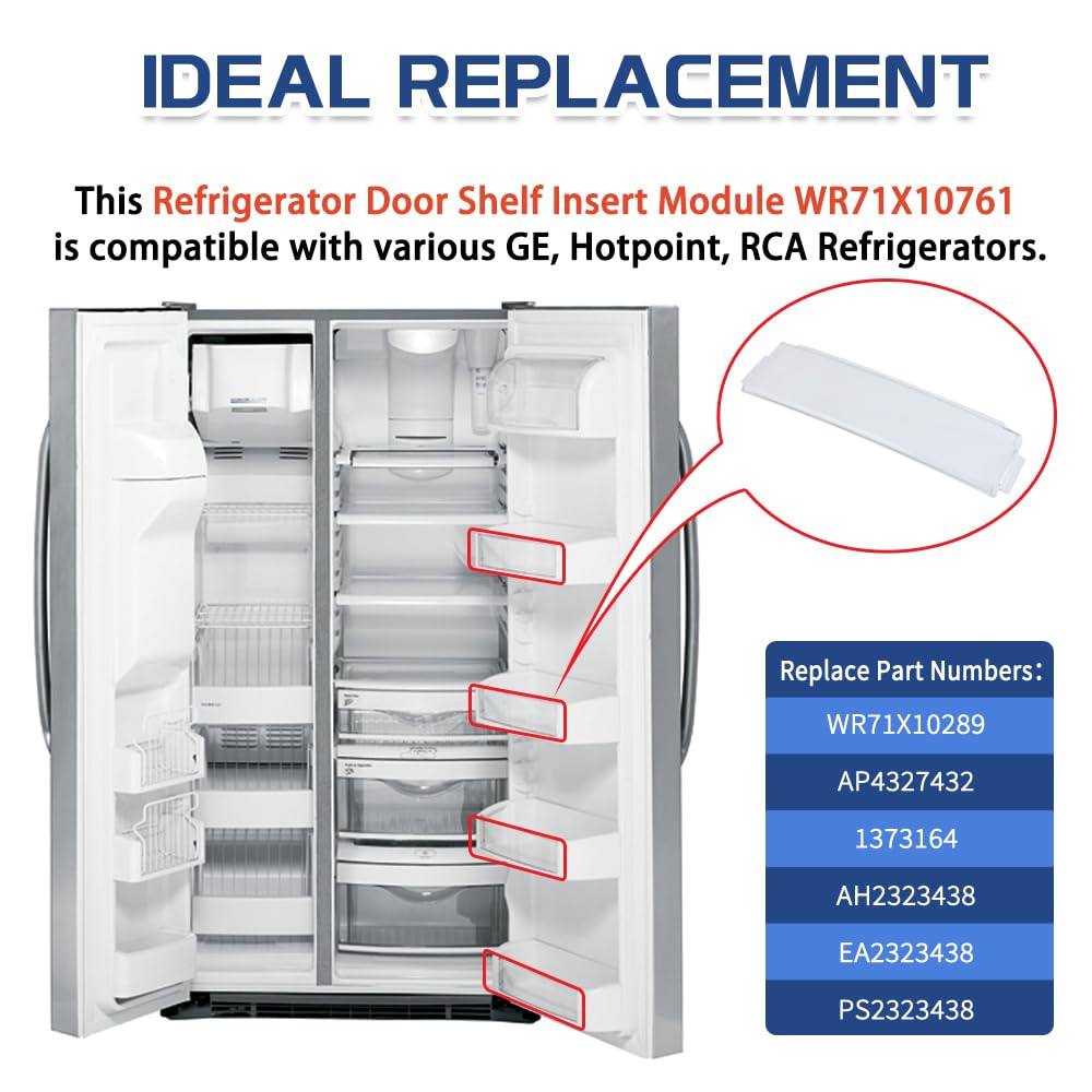[Upgraded] WR71X10761 Fridge Shelf Trim (Clear) for GE Refrigerators, Door Shelf Insert Module Replacement Part, Replaces WR71X10289, AP4327432