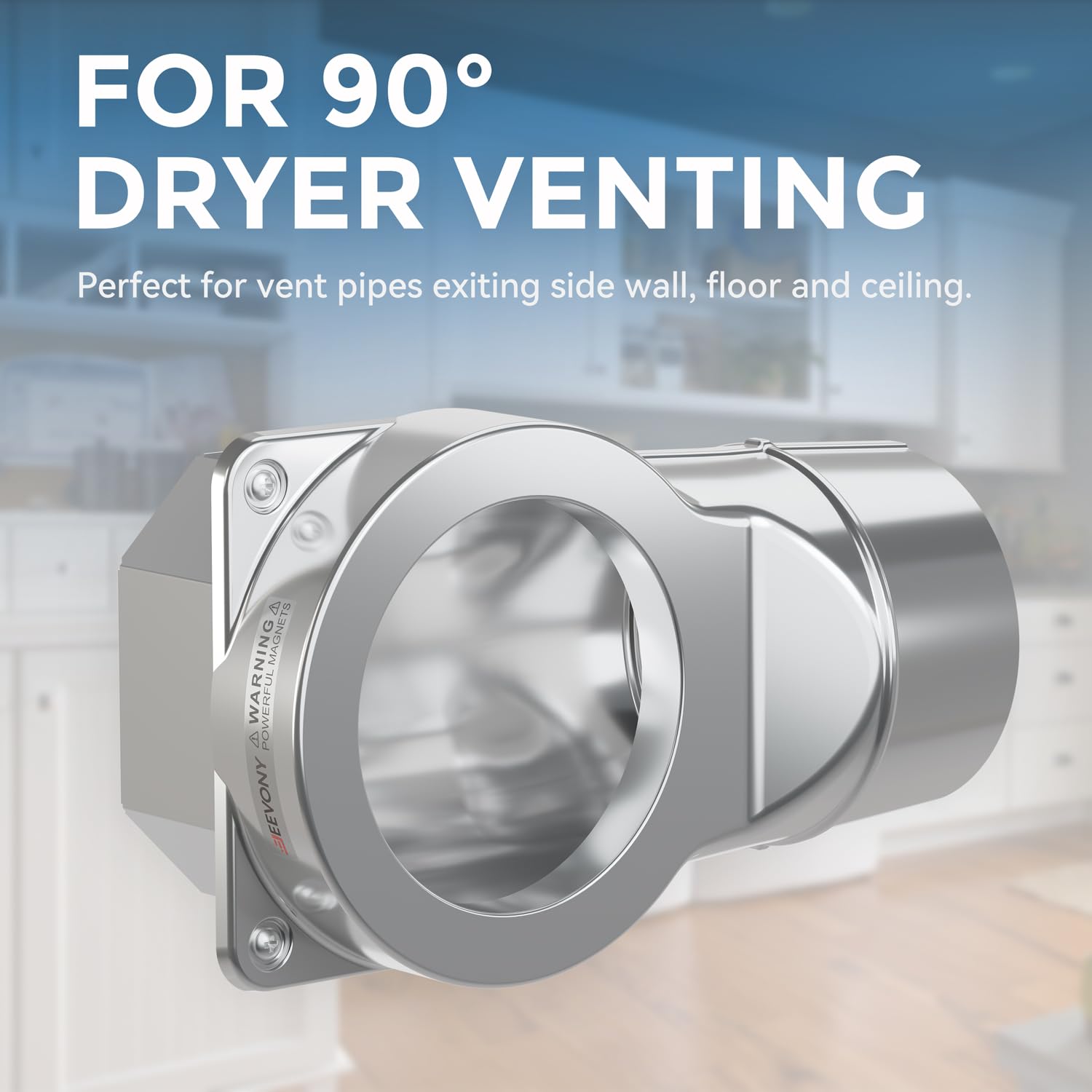 JEEVONY Magnetic Dryer Vent Coupling DV90 Airtight Seal Dryer Vent Connector Kit Easy to Clean Quick Connector Including a 2.6ft 4" Duct and two Clamps - Image 7