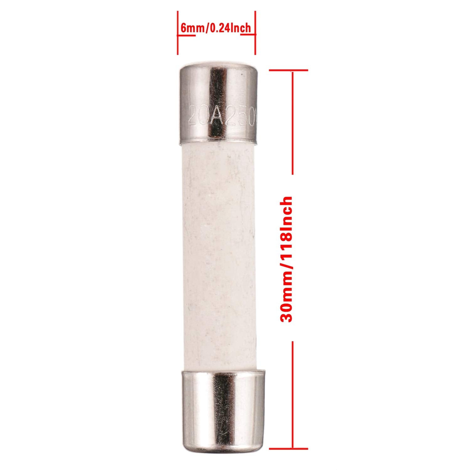 BOJACK Microwave Fuse 20a Ceramic Fuse 20 Amp 250V Slow-Blow Compatible and Universal Replacement for WB27X10388 and Other Microwaves