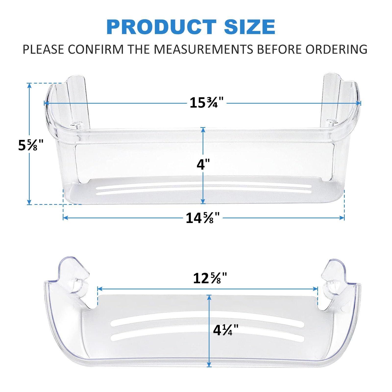 2 Pack UPGRADED 242126602 Refrigerator Door Bin Shelf Replacement for Frigidaire Electrolux Refrigerator Door Shelf Bin Bottom 2 Shelves - Side Shelf Rack Parts AP6278233 PS12364199 4547407 - Image 3