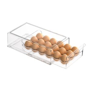 Ettori Egg Container for Refrigerator BPA Free Refrigerator Organizer Bins,Stackable Egg Holder for Refrigerator,18 Egg Tray,Clear