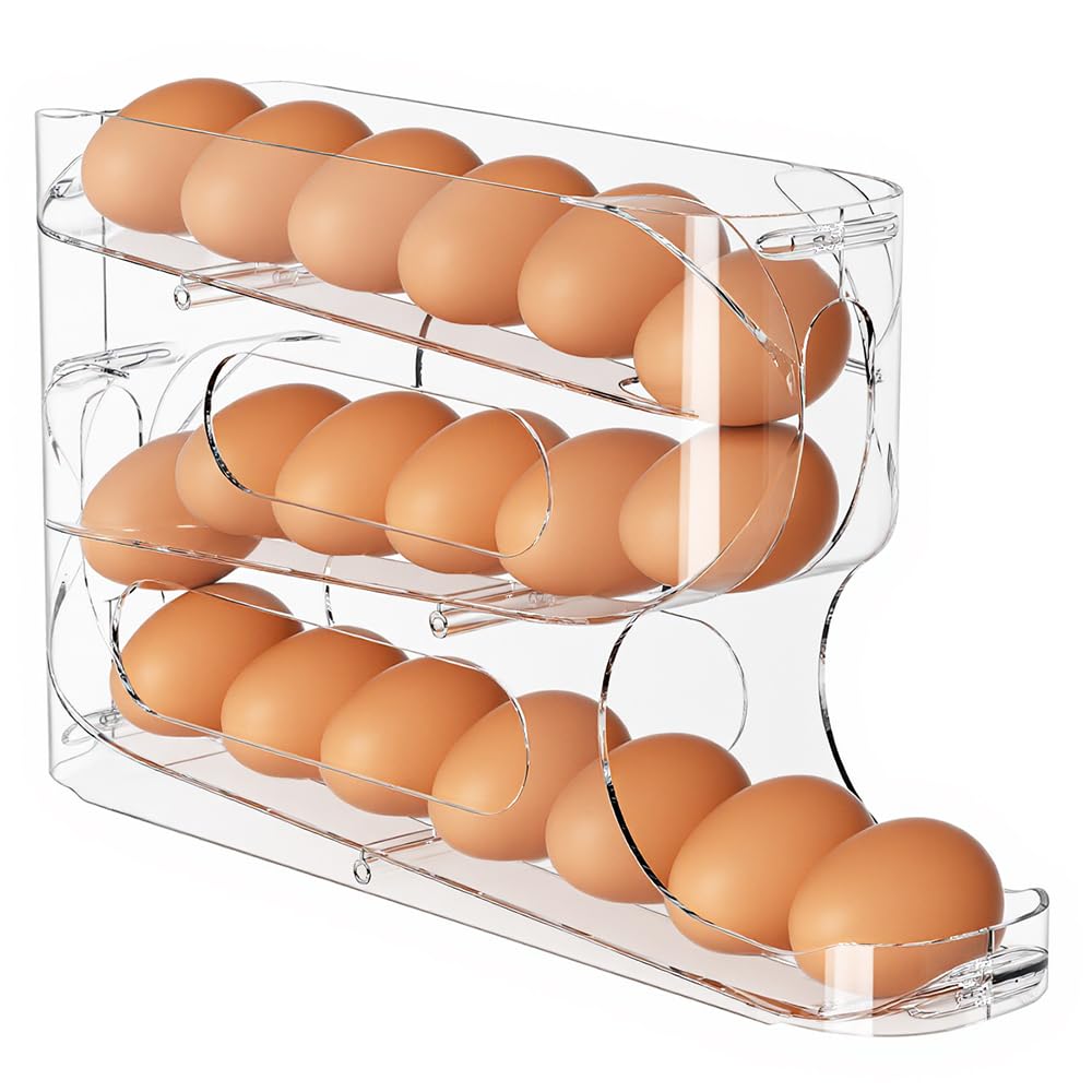 Sotfamily Clear FIFO Egg Holder for Fridge, Egg Dispenser for Eggs 18 Count