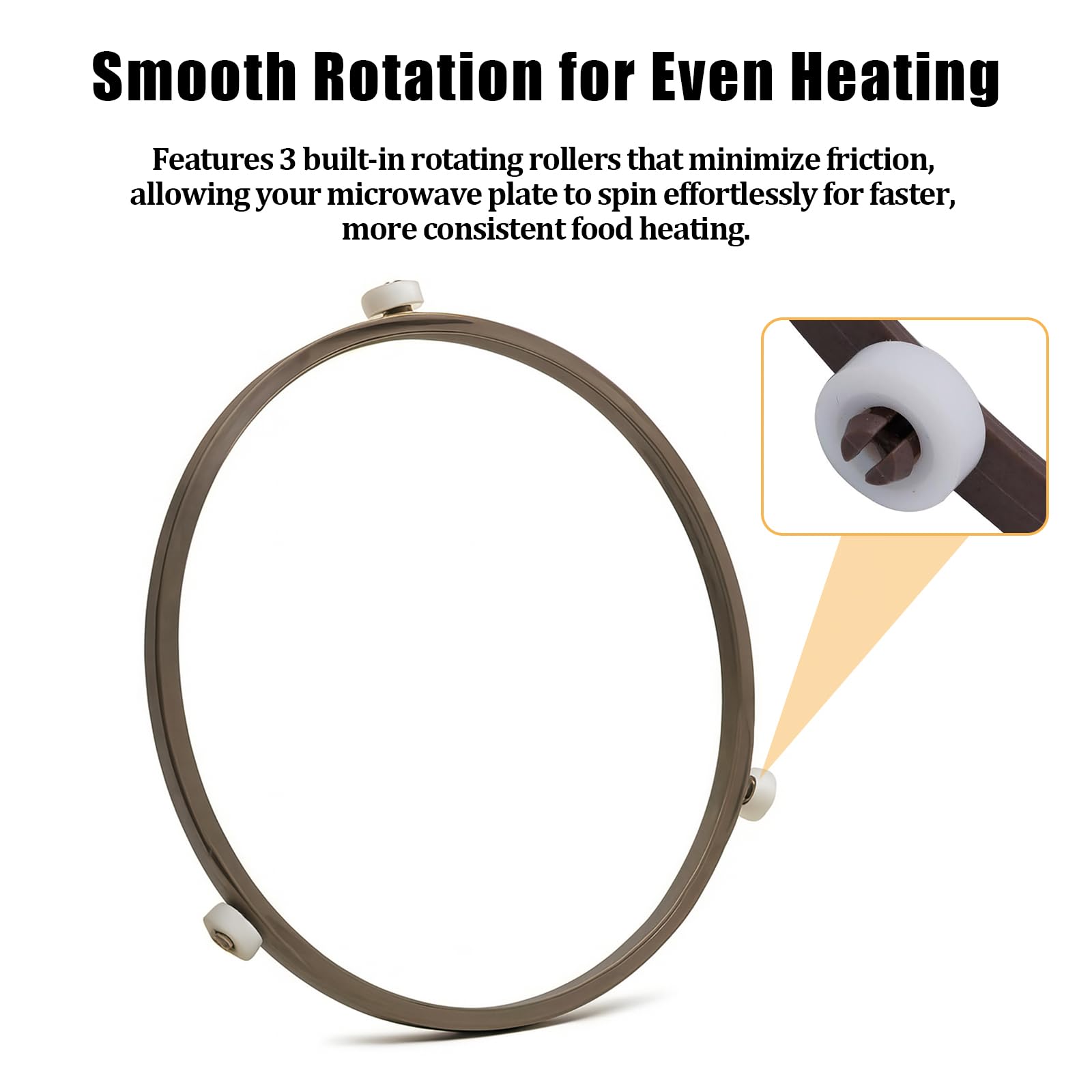 Microwave Turntable Ring Replacement 7-Inch Microwave Oven Spinner Replacement Parts with 3 Smooth Rollers Universal Fit for Most Microwaves - Image 5