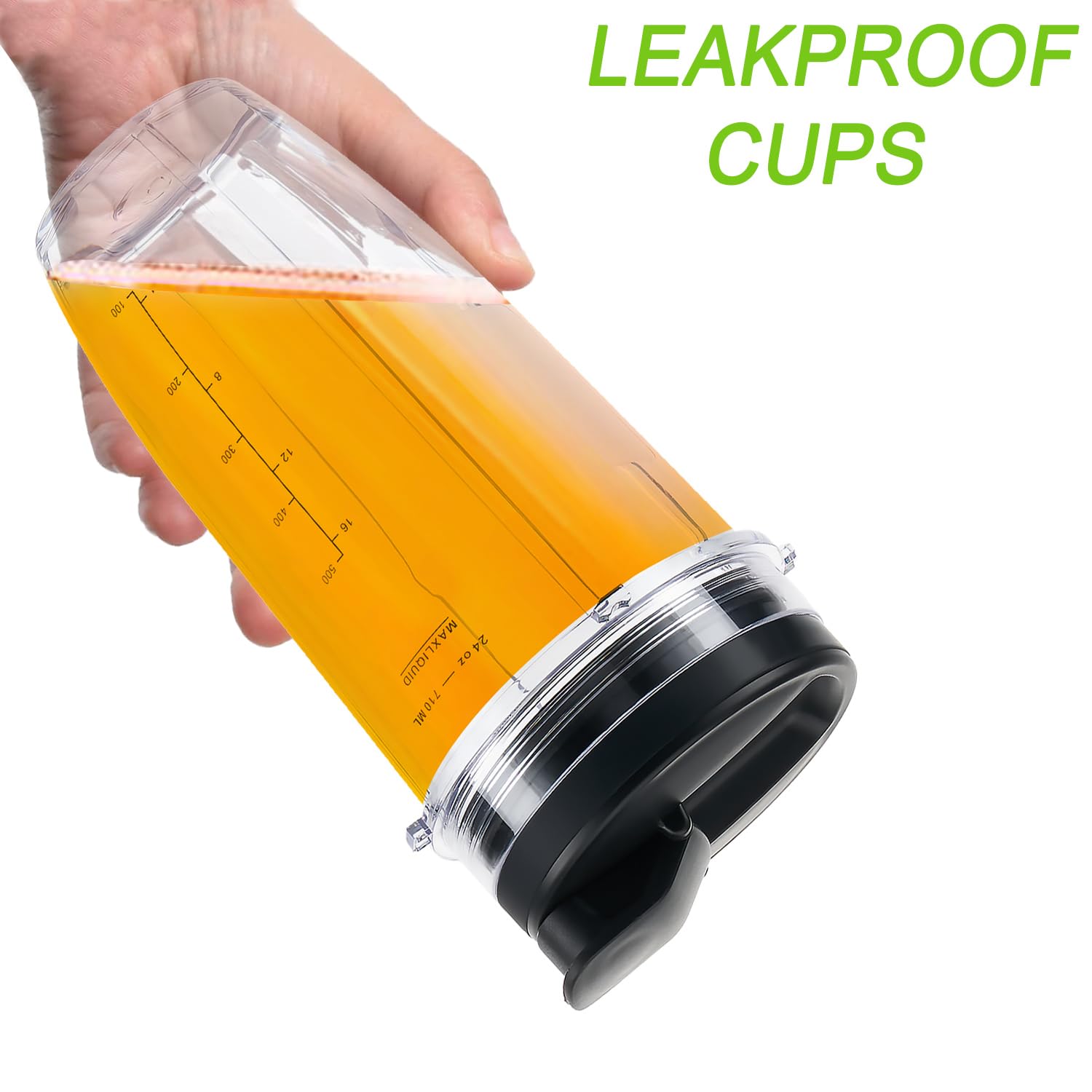 Replacement 24oz Blender Cup with Sip & Seal Lid For Nutri Ninja BL450 BL456 BL480 BL482 BL640 BL642 BL682 BN751 BN801 Foodi SS101 SS151 SS351 SS401 Ninja Blender Auto IQ Blade, 2-Pack …