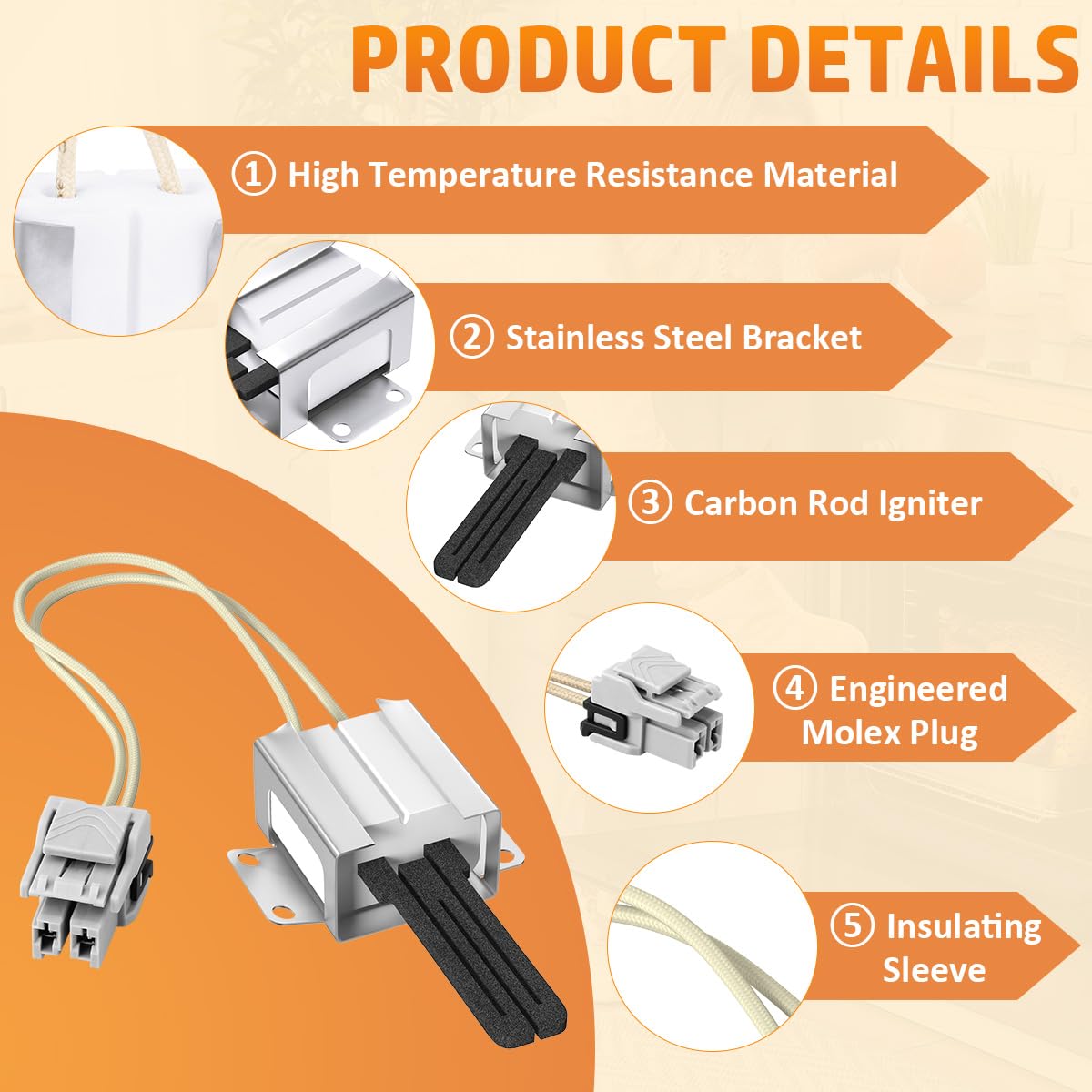 WB13X25500 Burner Igniter for Oven Burner, Replacement for GE/JGB/PGB - Image 7