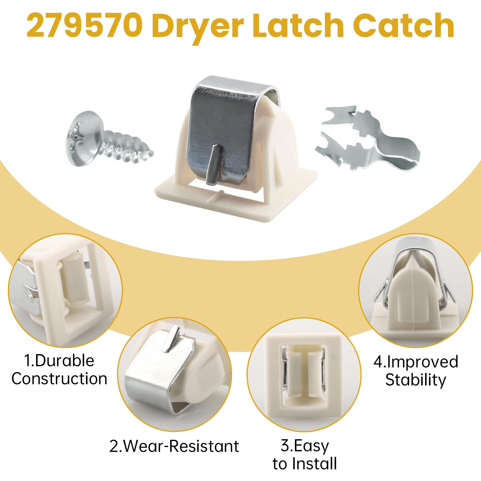 279570 Dryer Door Latch Strike Kit,Durable Replacement Part for Whirlpool, Maytag,Kenmore KitchenAid Roper GE Dryers Dishwasher,AP3094183 696144 690081 PS334230 236877 420198 - Image 6