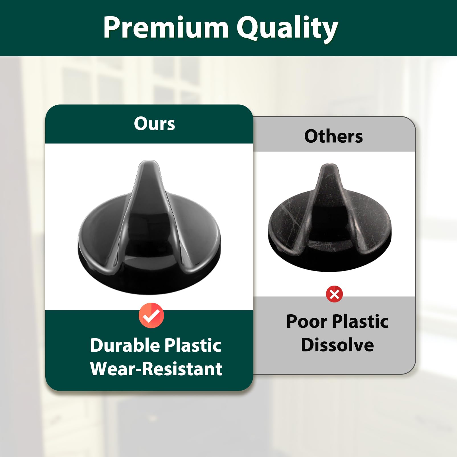 WB03K10035 Stove Knobs Cooktop Replacement Parts for GE Range Cooktop Oven Knob Black Plastic GE Hotpoint General Electric Burner Control XL44 Stove Knob KIP 5963 183d5598 Stove Top Knobs 4 Pcs - Image 4