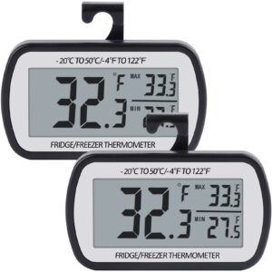 AEVETE Refrigerator Thermometer Digital Fridge Freezer Thermometer 2 Pack