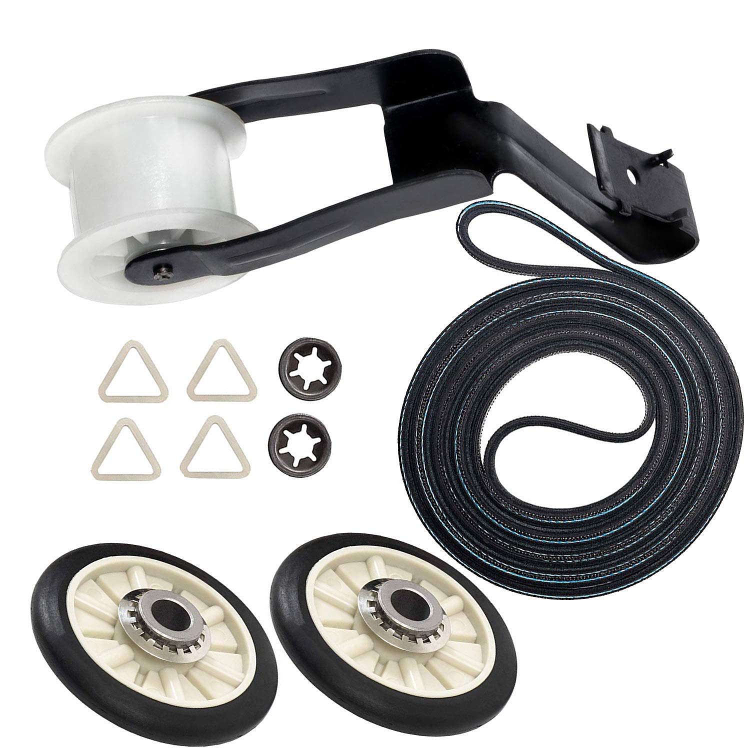Seentech 4392065 Dryer Repair Kit with 341241 Dryer Belt 691366 Idler Pulley 349241T Drum Roller for Whirlpool Kenmore Maytag Dryers - Fits WED4815EW1 NED4655EW1 Replaces WP691366 AP3131942 AP3098345