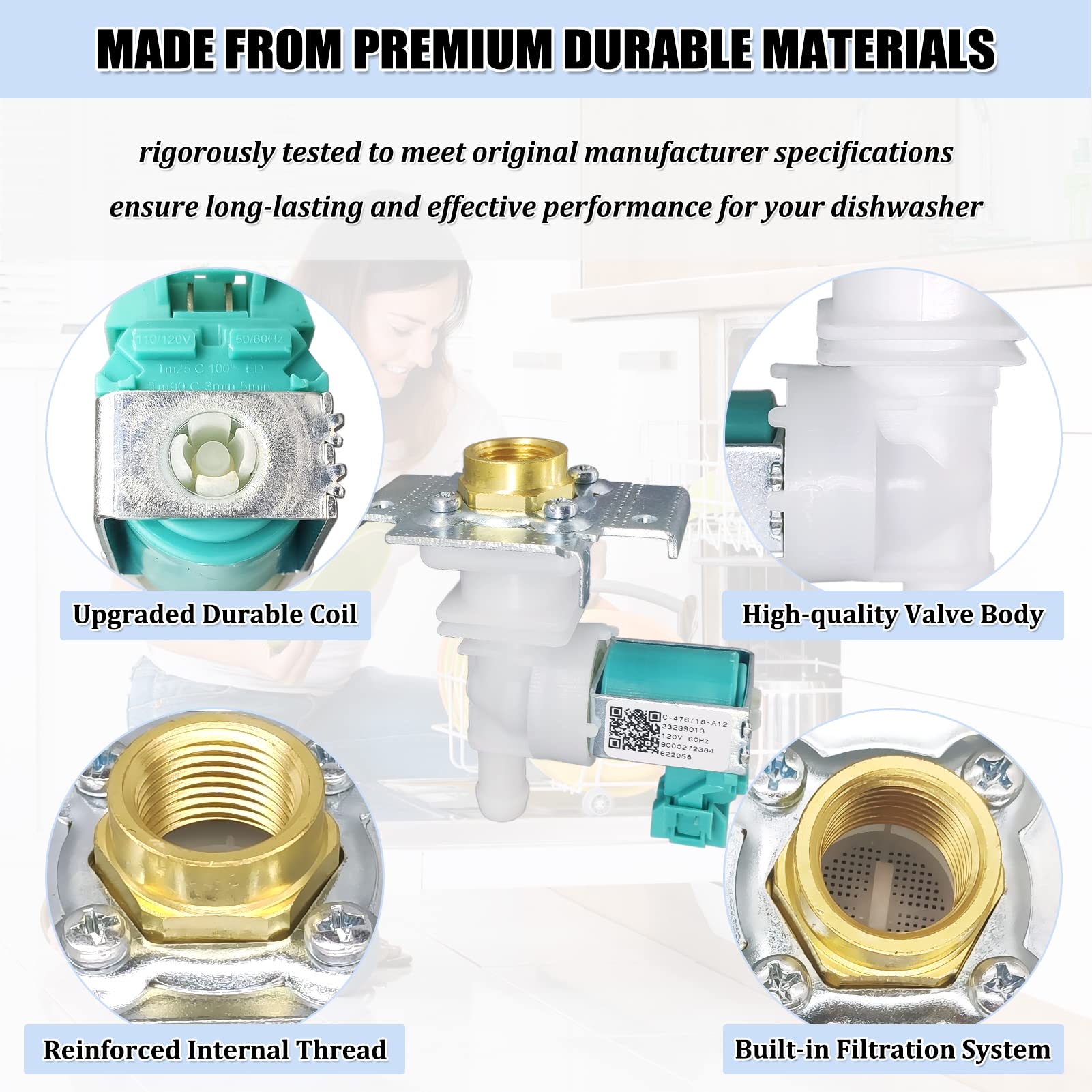 622058 Dishwasher Water Inlet Valve - 00622058 Dishwasher Water Valve Replacement Parts AP4927070 PS3491417 33299010 - Image 5