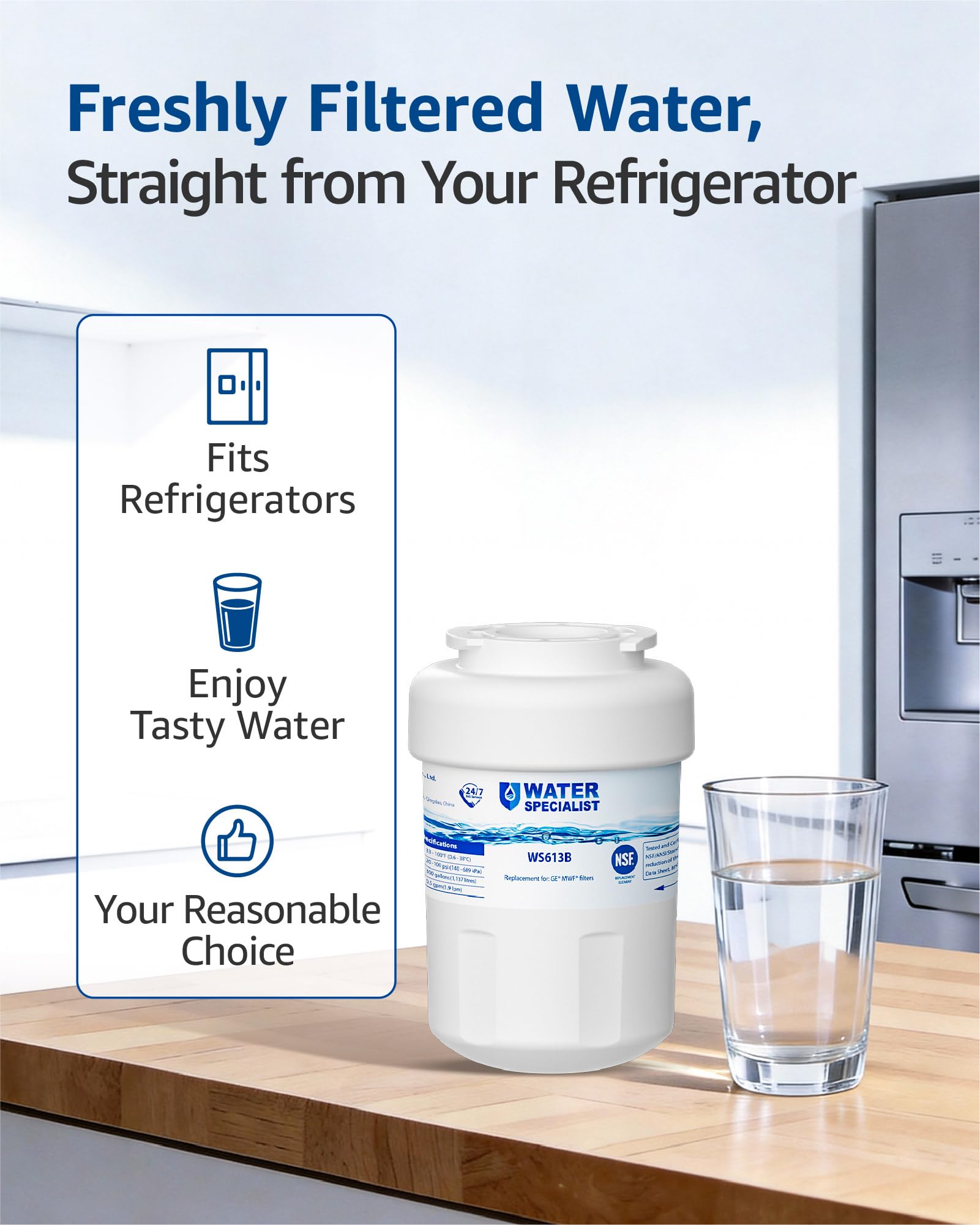 Waterspecialist WS613B Water Filter, Replacement for GE® MWF®, 3 Pack - Image 7