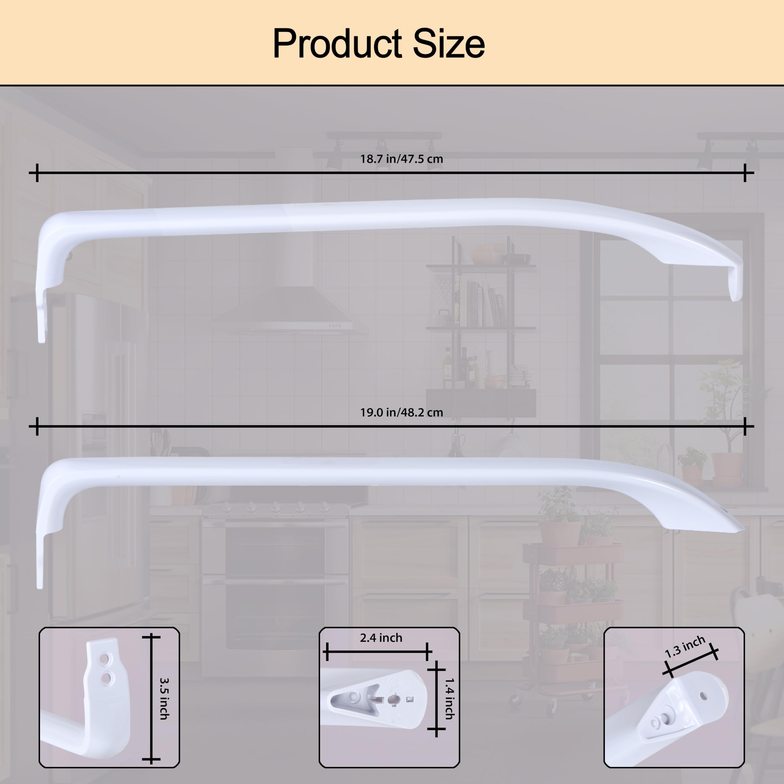 2 Pieces Upgrade WR12X22148 WR12X11011 Refrigerator Door Handle, Compatible with General Electric GE Refrigerator, Replacement Part for WR12X20141, Contains 1 Cap Covers the Bottom Screw (White)