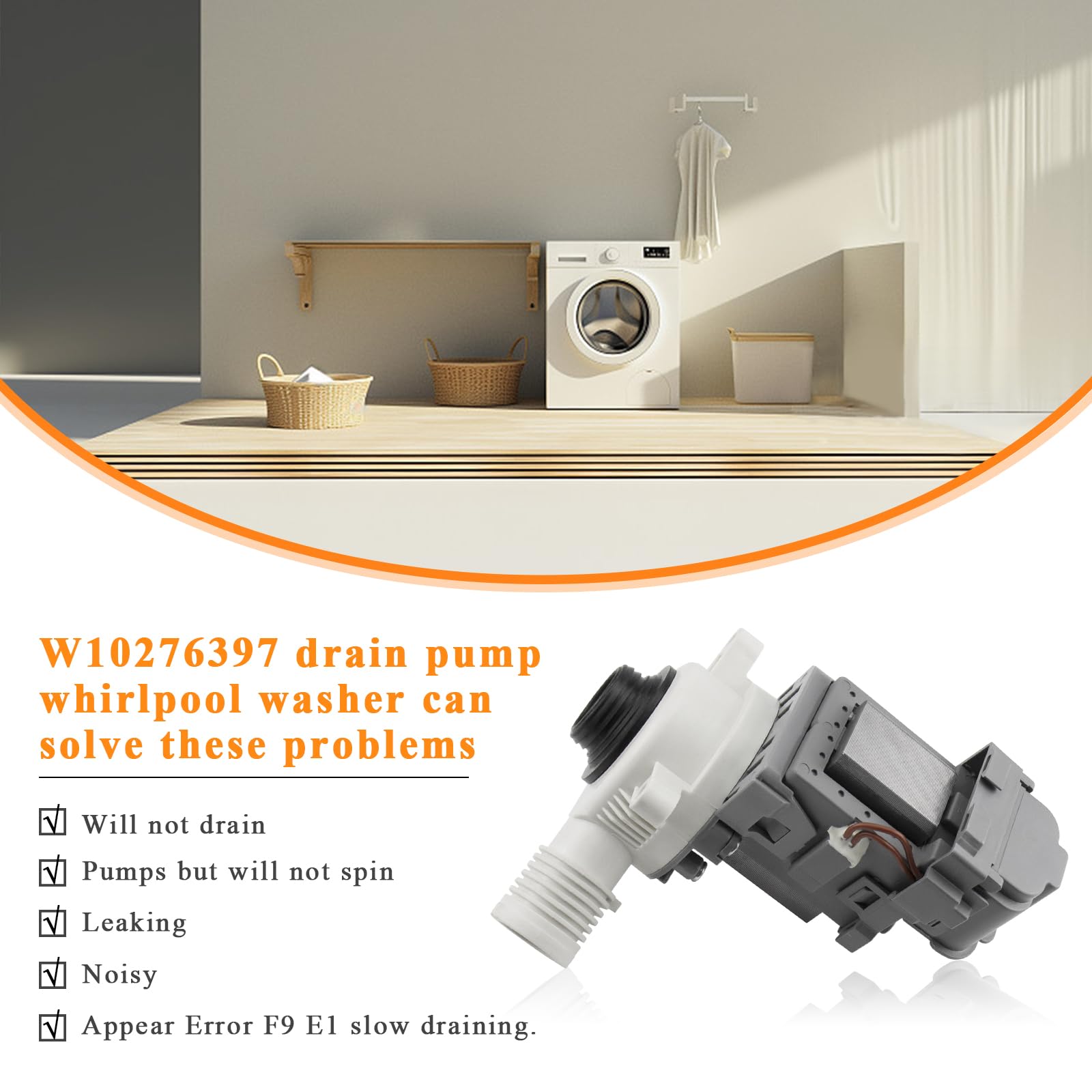 2026 UPGRADE W10276397 Washer Drain Pump by Blutoget -FIT for Whirlpool kenmore May.tag Washer- B40-3A drain pump Replacement for LP397 1874334 AP6018417 PS11751719 EAP11751719-10 Years WARRANTY - Image 8