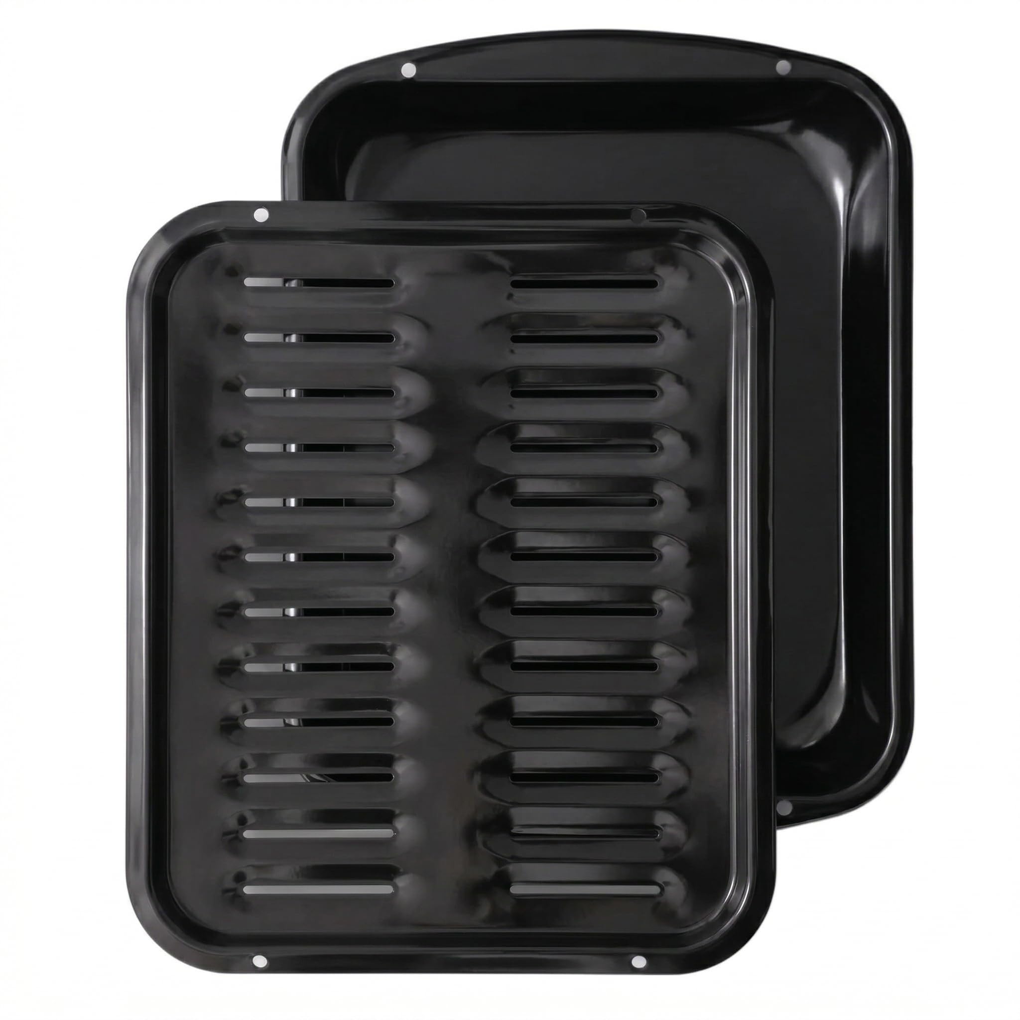 Broiler Pan for Oven Nonstick 16.75” x 13” Porcelain Nonstick Coated - Broiling Pan for Oven Withstands Heat up to 550° F - Heavy Duty Broil Pans and Rack Circulates Heat and Drains Fat (Black)
