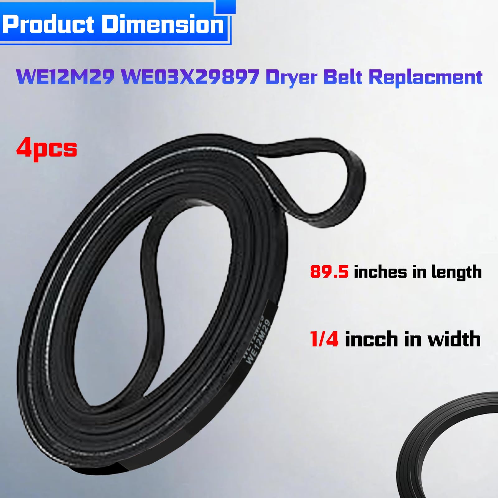 4 Packs WE12M29 Dryer Belt Compatible with GE Dryer - Image 5