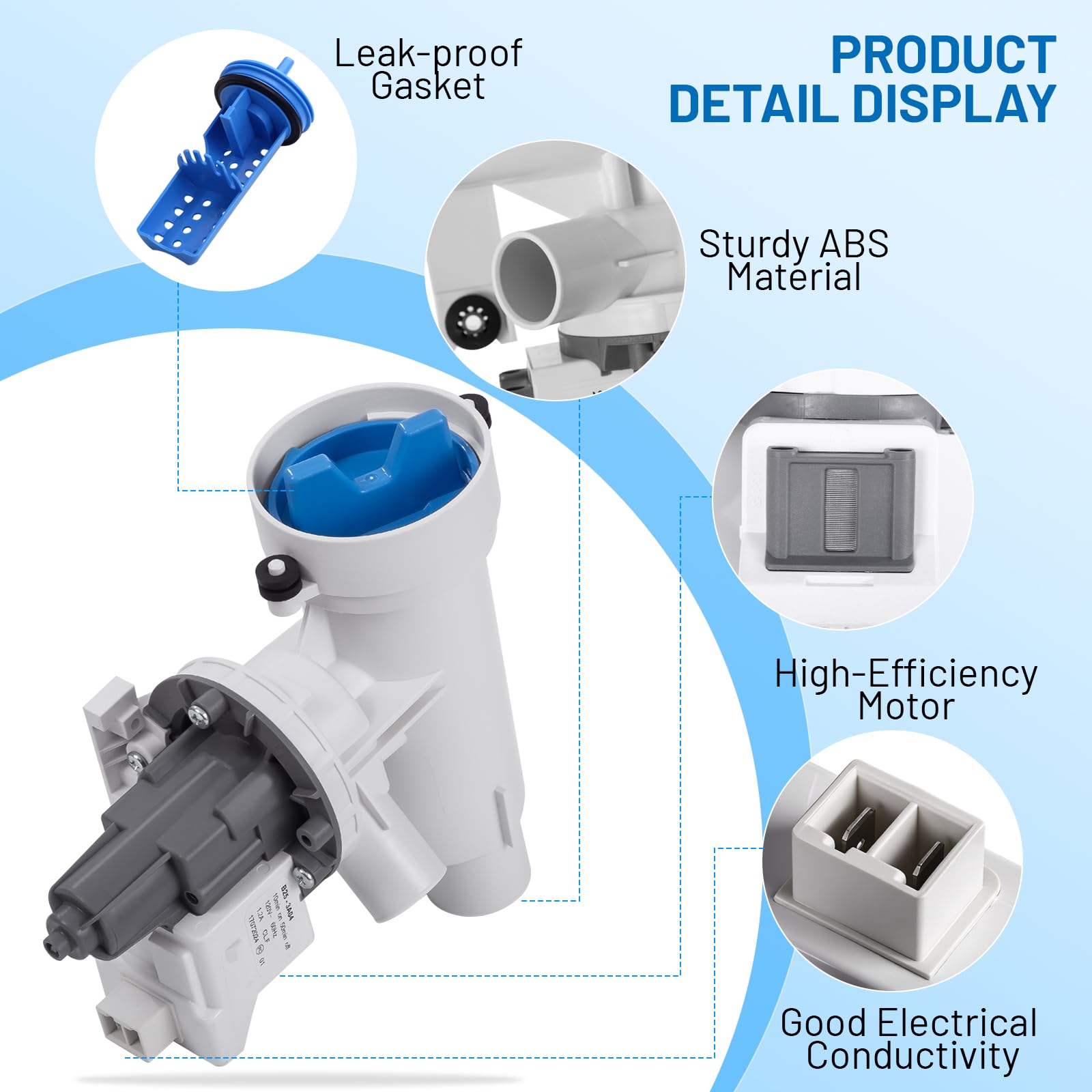 WH11X39237 WH11X29539 Washer Drain Pump for GE GFW550SSN0WW GFW850SPN2RS - Image 7