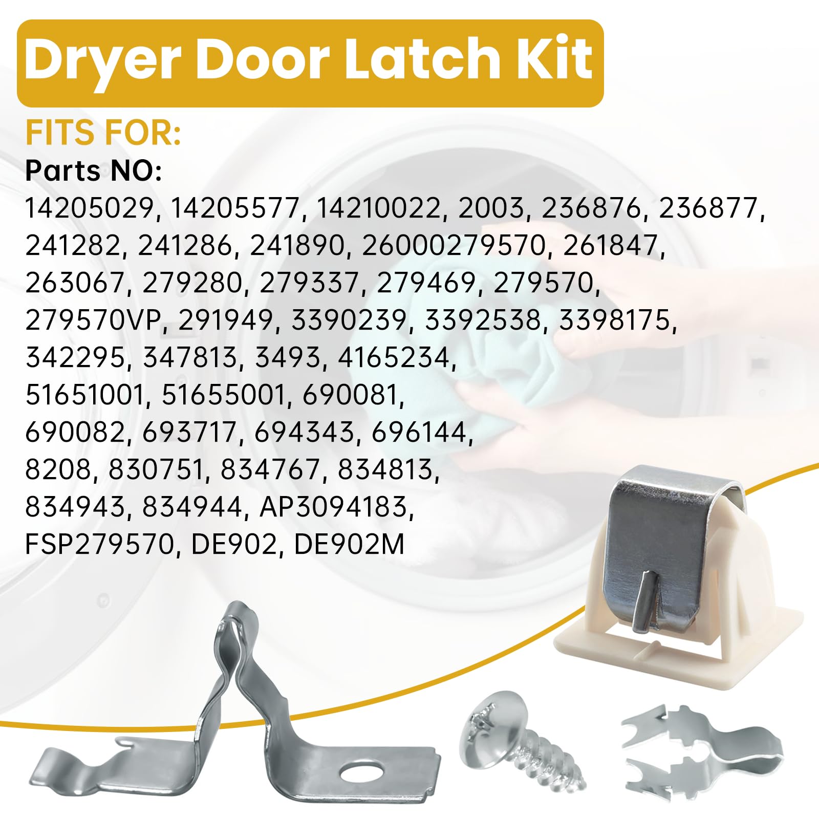 279570 Dryer Door Latch Strike Kit,Durable Replacement Part for Whirlpool, Maytag,Kenmore KitchenAid Roper GE Dryers Dishwasher,AP3094183 696144 690081 PS334230 236877 420198 - Image 5