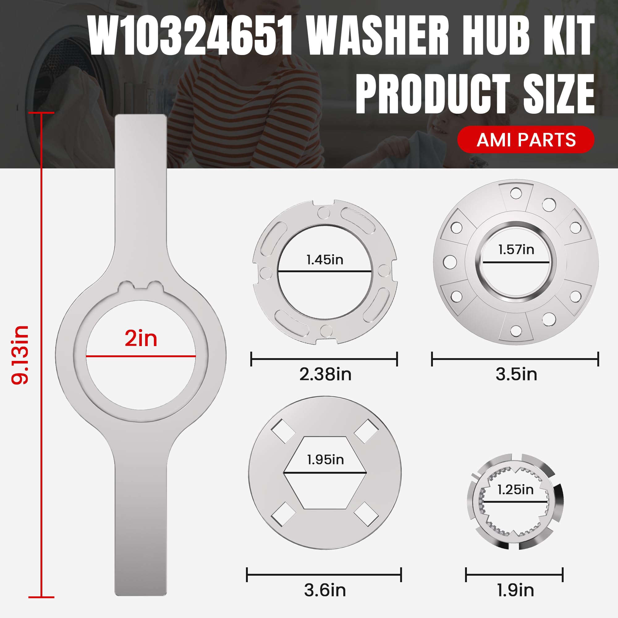 Washing Machine Hub W10324651 Fit for Whirl-pool May-tag Ken-more - Image 3